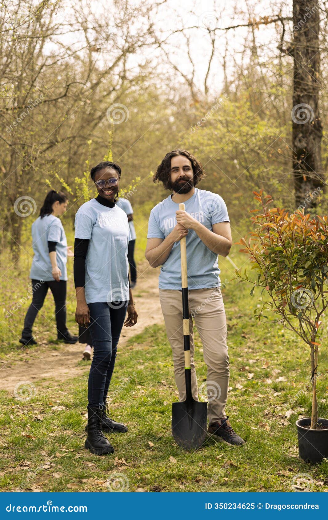 portrait of diverse activists participating at conservation project