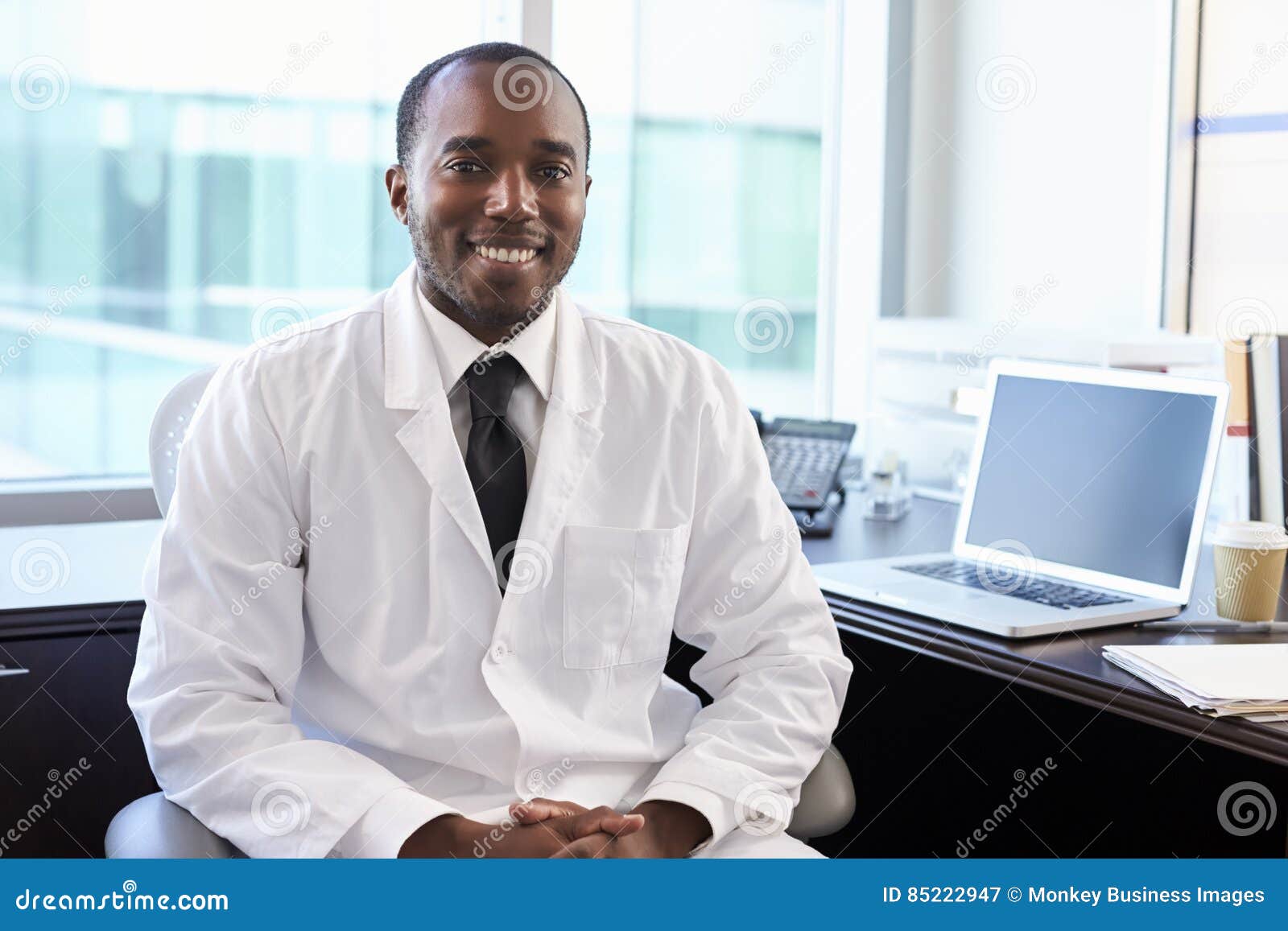 Portrait of Doctor Wearing White Coat in Office Stock Image Image of