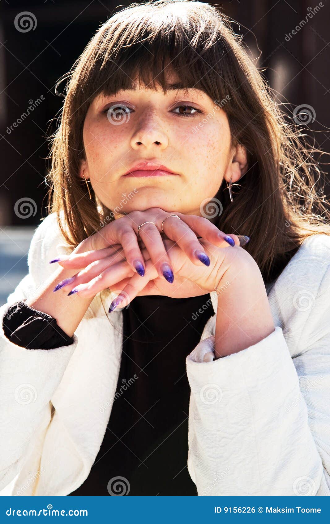 Portrait of Dreamy Young Lady Stock Photo Image of clothes, casual