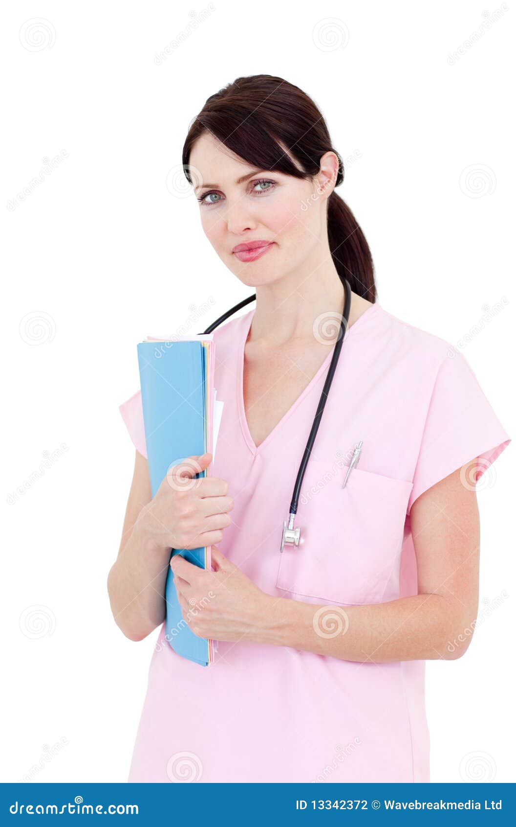 Portrait of an Elegant Nurse Holding a Stethoscope Stock Photo Image