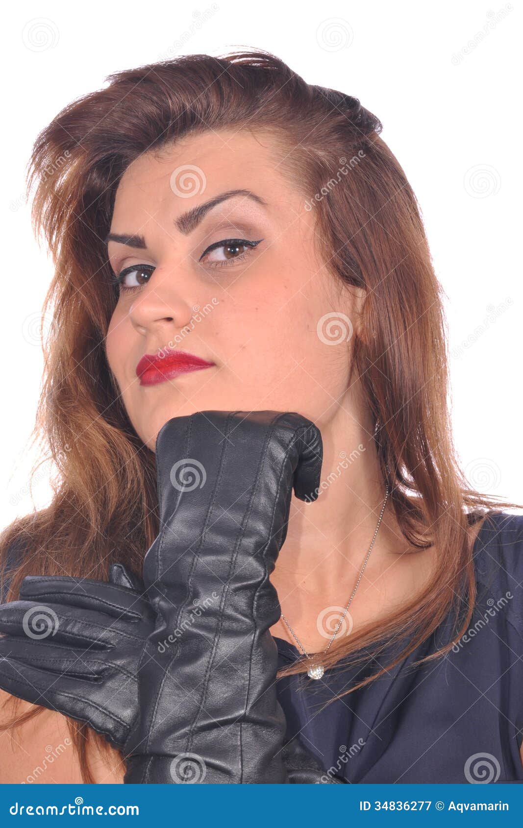 Portrait of Elegant Woman with Gloves on Her Hands Stock Image - Image ...