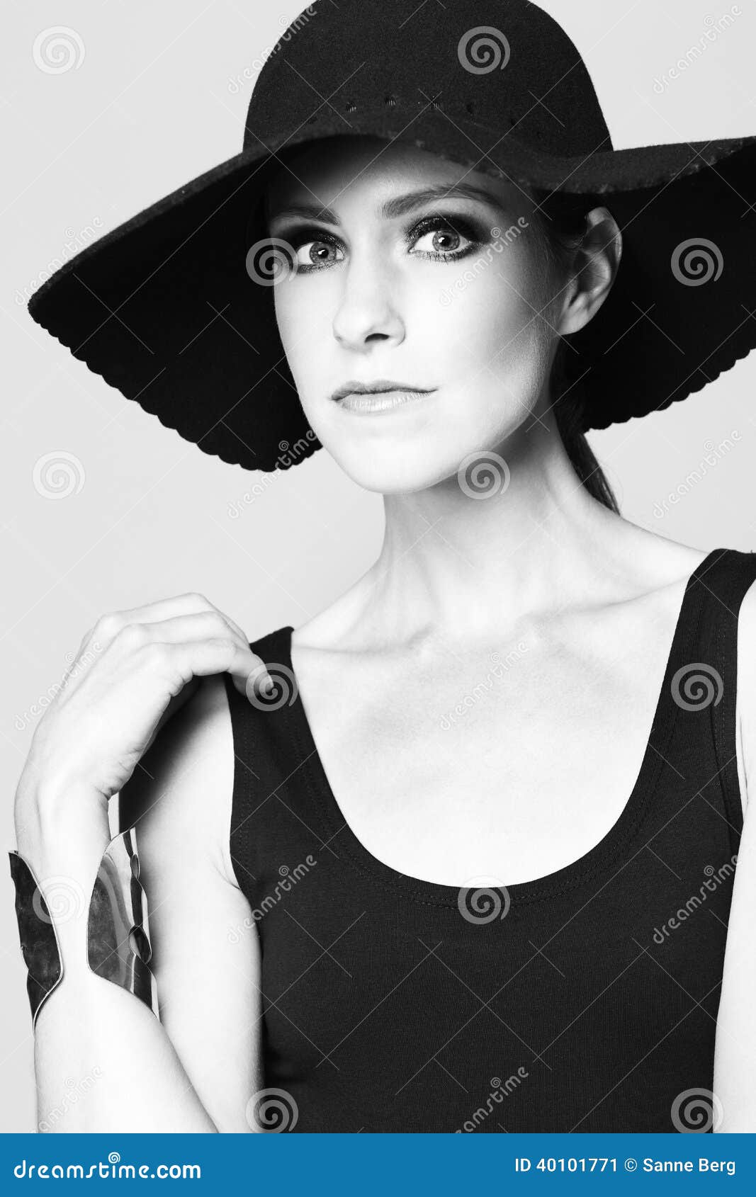 Portrait of an Elegant Woman, Wearing a Hat Stock Image Image of