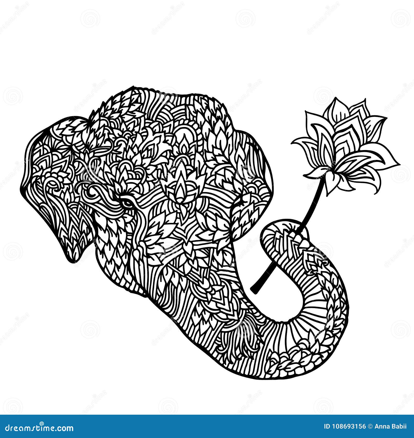 Download Portrait Of An Elephant With A Lotus Flower In Asian Style ...