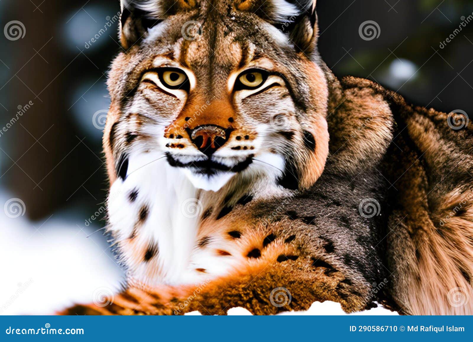 Portrait of a Eurasian Lynx (Lynx Lynx). Generative AI Stock Photo