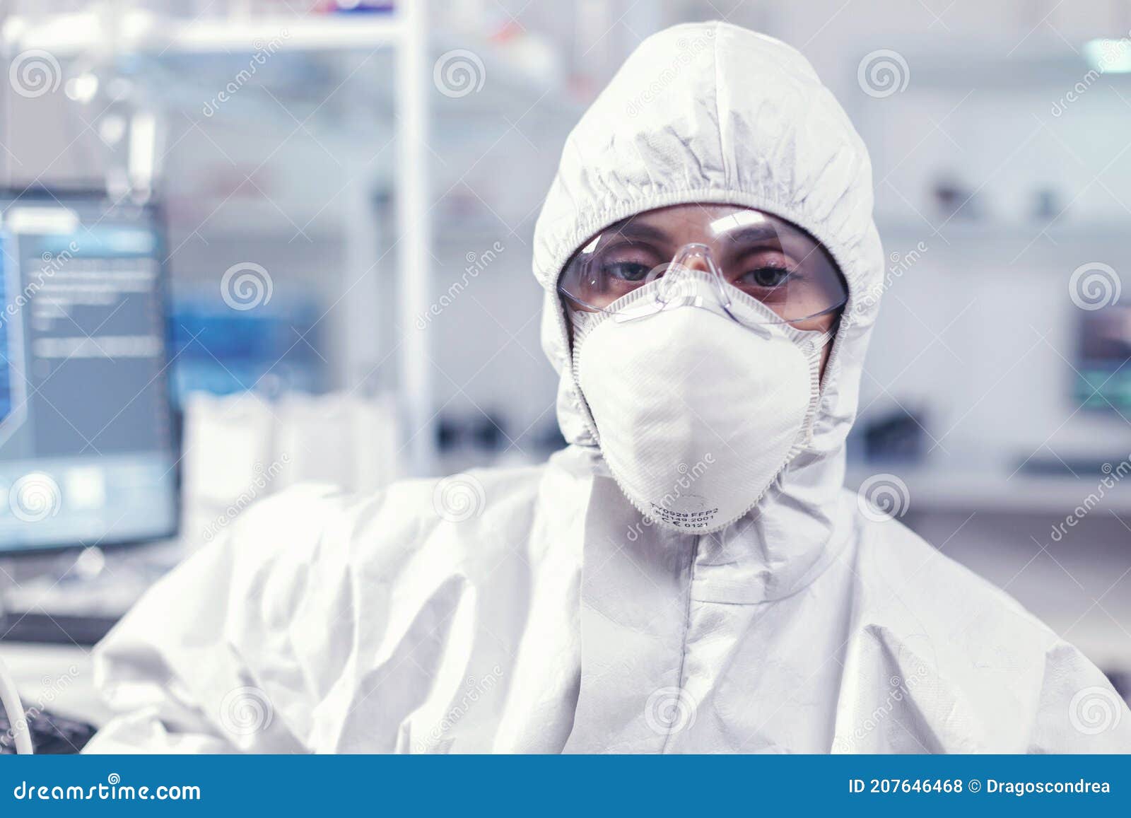 Portrait of Exhausted Chemist Looking at Camera Wearing Coverall Stock ...