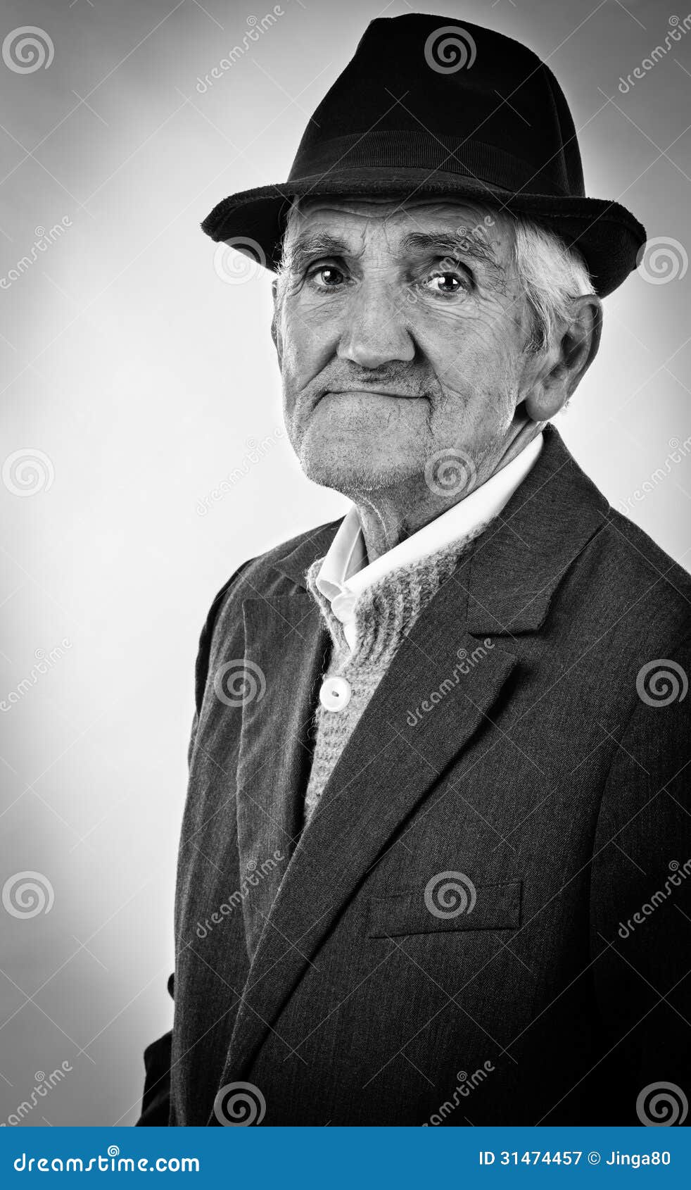 Portrait of an Expressive Old Man with Hat Stock Image Image of