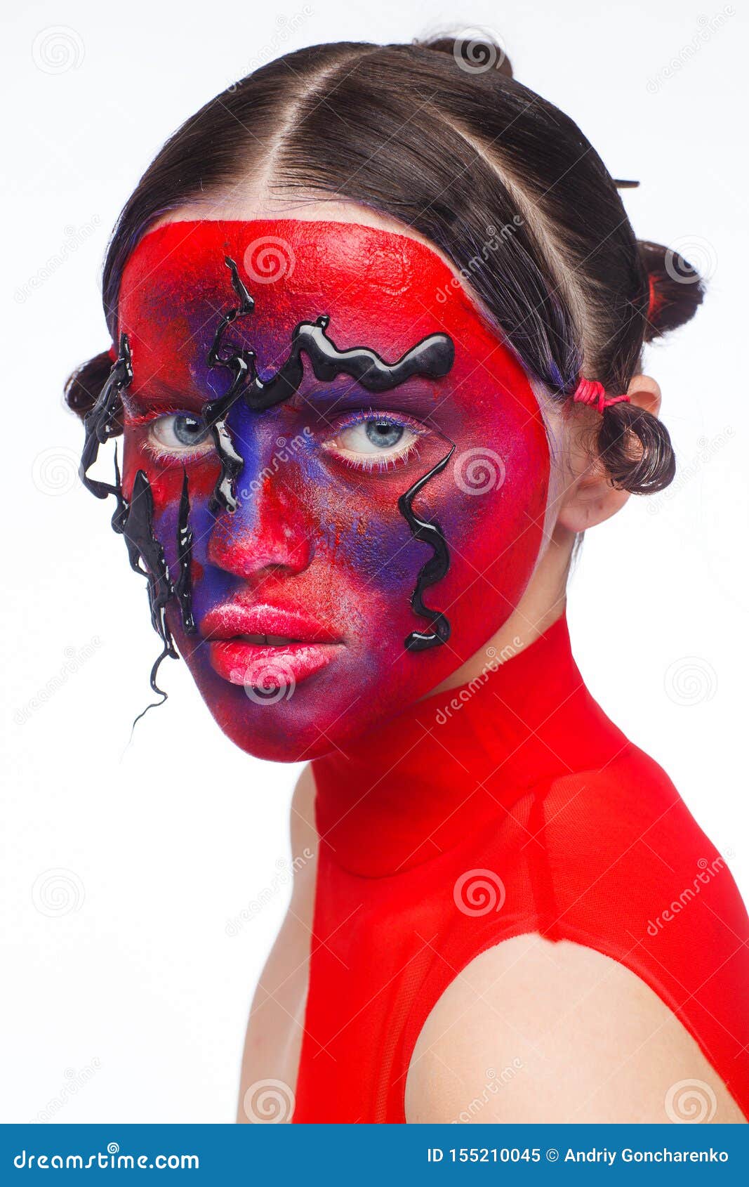Portrait of an Extraordinary Model with Creative Makeup and Hair. Studio Photo Session Stock Image - Image of girl, hand: 155210045 Portrait of an Extraordinary Model with Creative Makeup and Hair. Studio Photo Session Stock Image - Image of girl, hand: 155210045