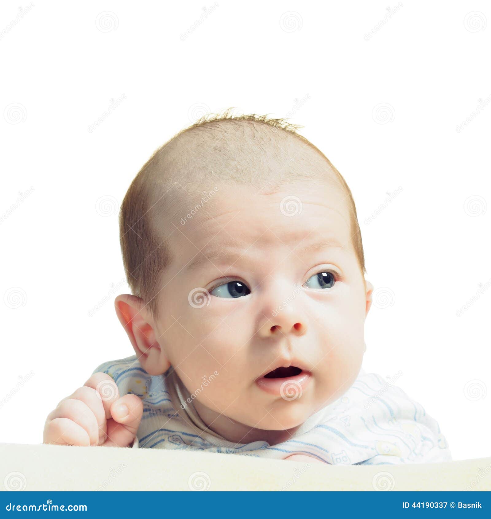 Portrait of Face Funny Caucasian Newborn Toddler Baby Boy Isolated on ...