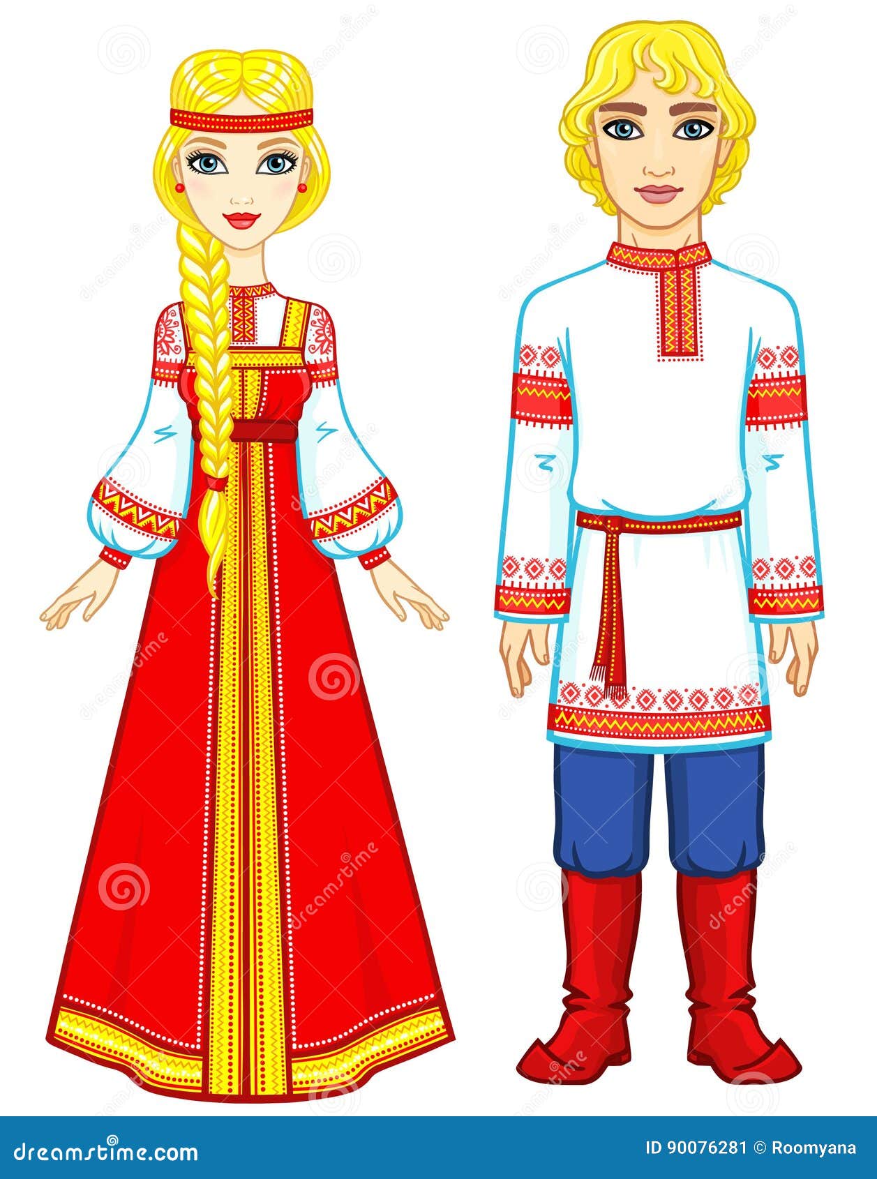 Portrait of a Family in Ancient Russian Clothes. Stock Vector ...