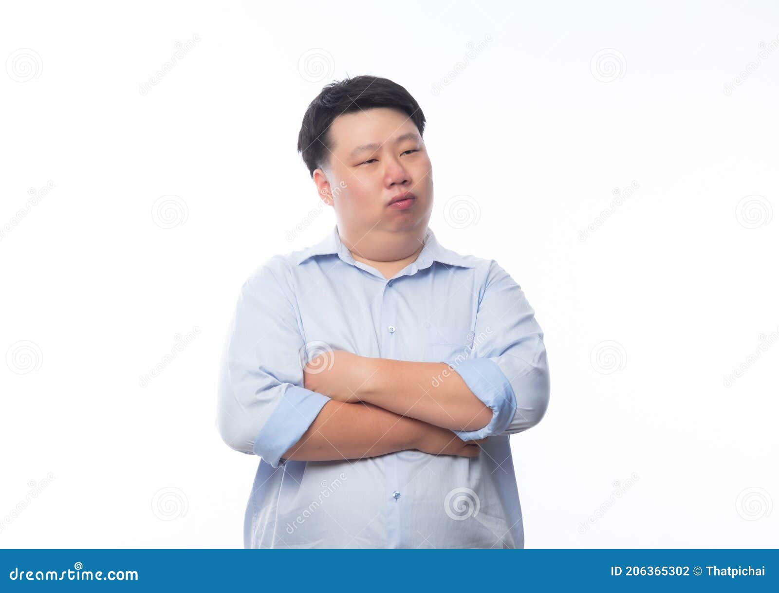 Portrait of Fat Asian Business Man with Funny Face Isolated on White ...