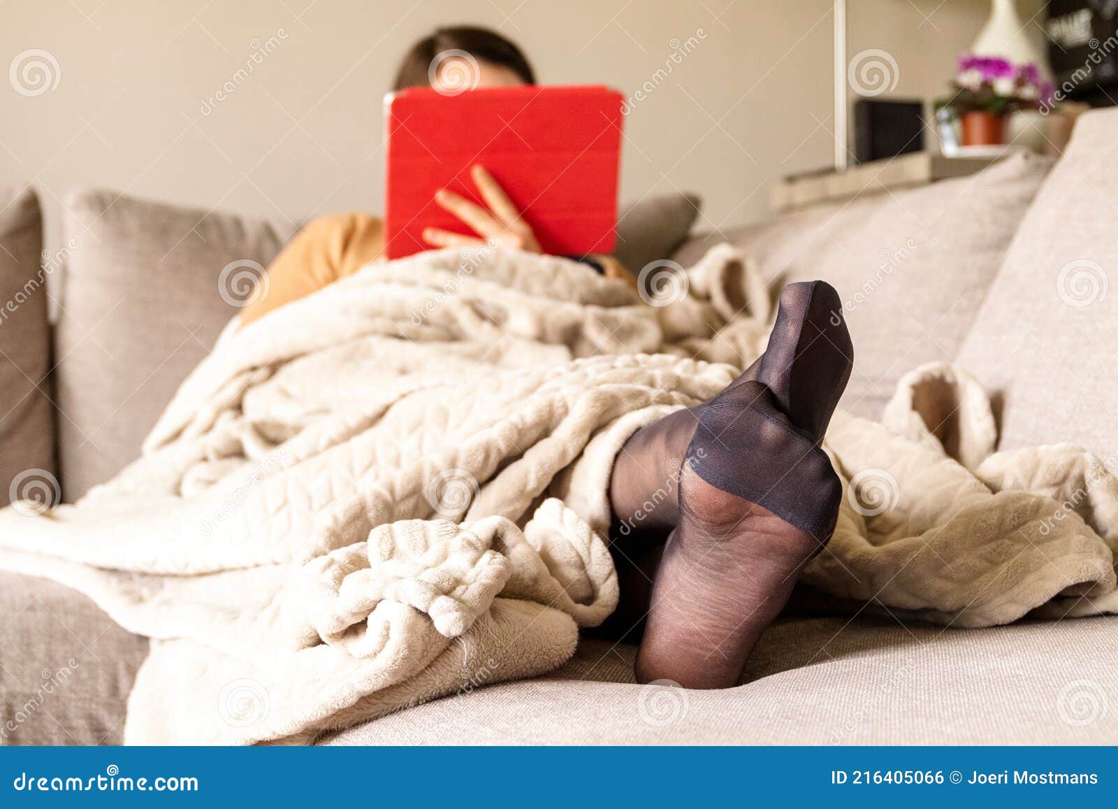 A Portrait of Female Legs Covered in Black Nylon Stockings or Pantyhose  while Wearing Slippers or Mules on the Feet Standing Stock Image - Image of  fatigued, feet: 249205171