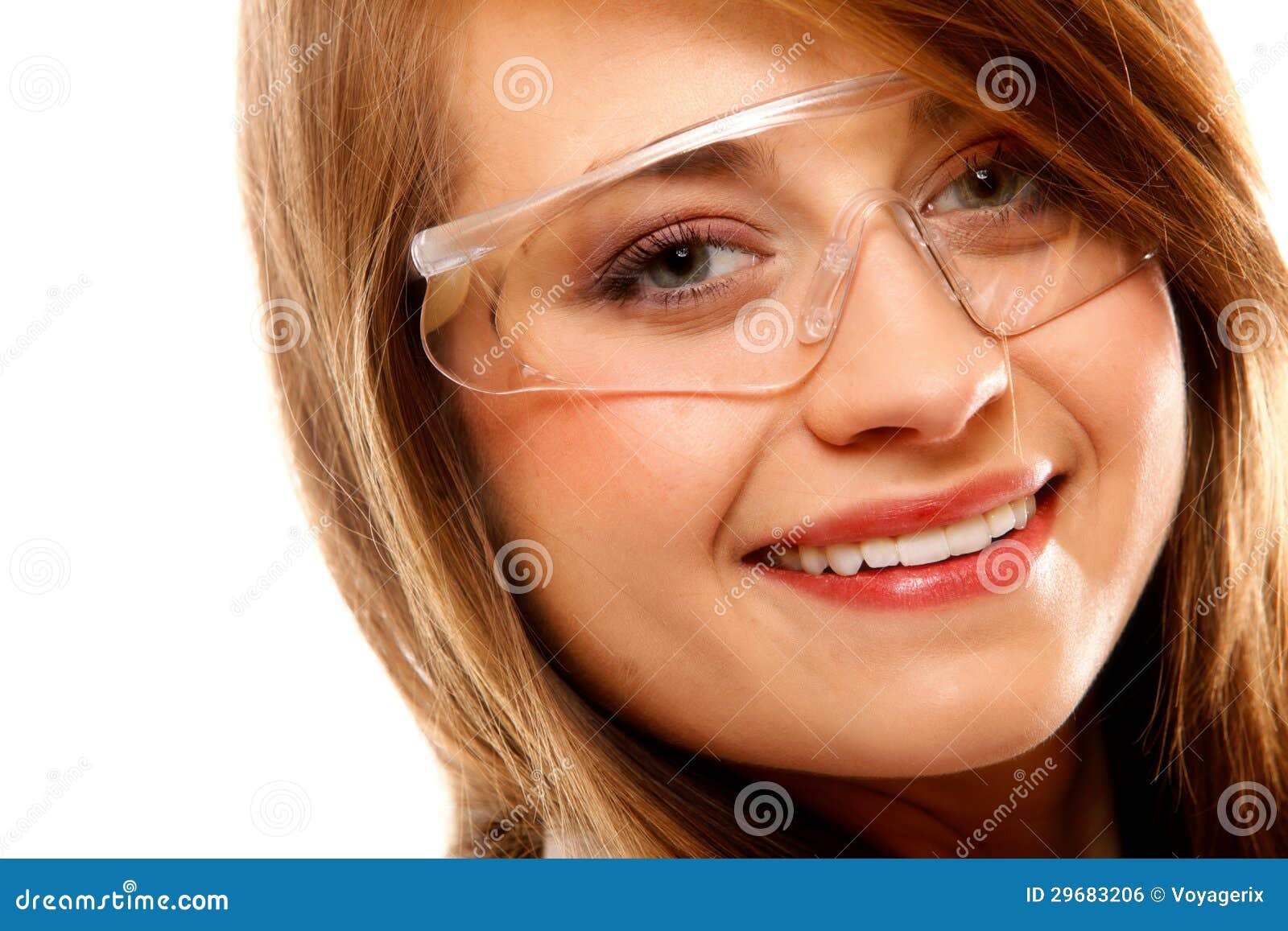 Portrait Female Chemist Using Glasses Isolated Stock Photo Image of