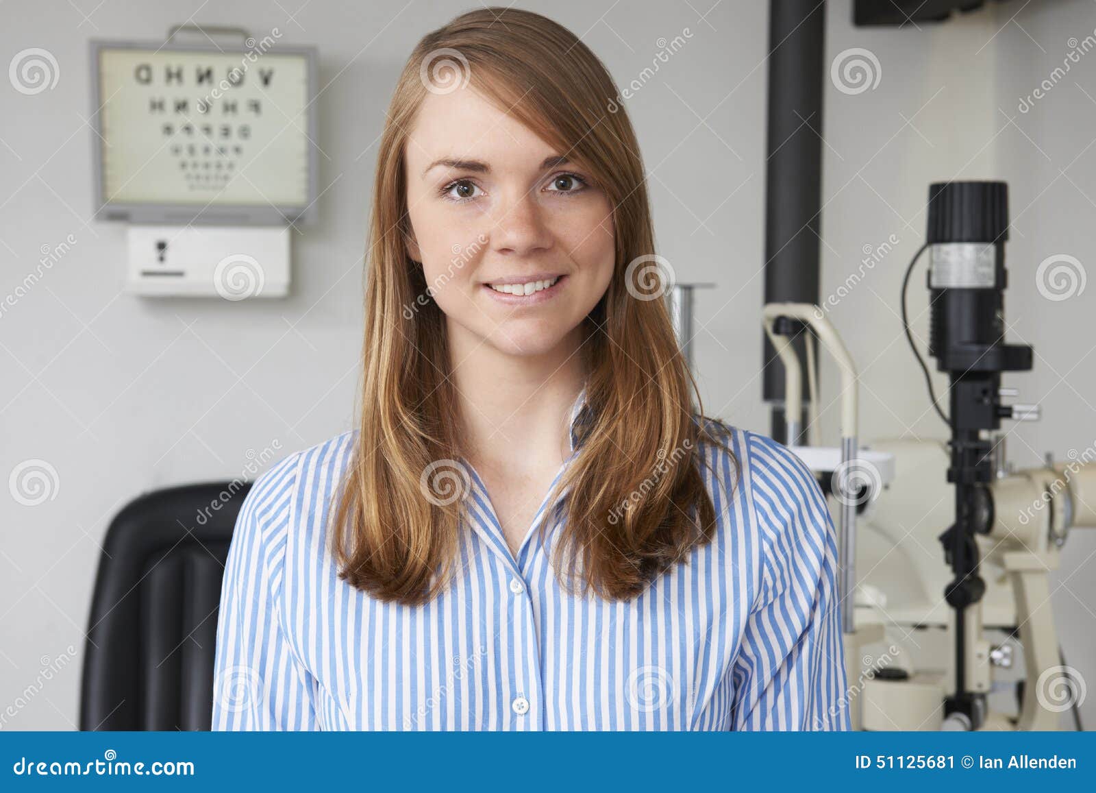 Portrait of Female Optician in Optometrists Stock Image Image of