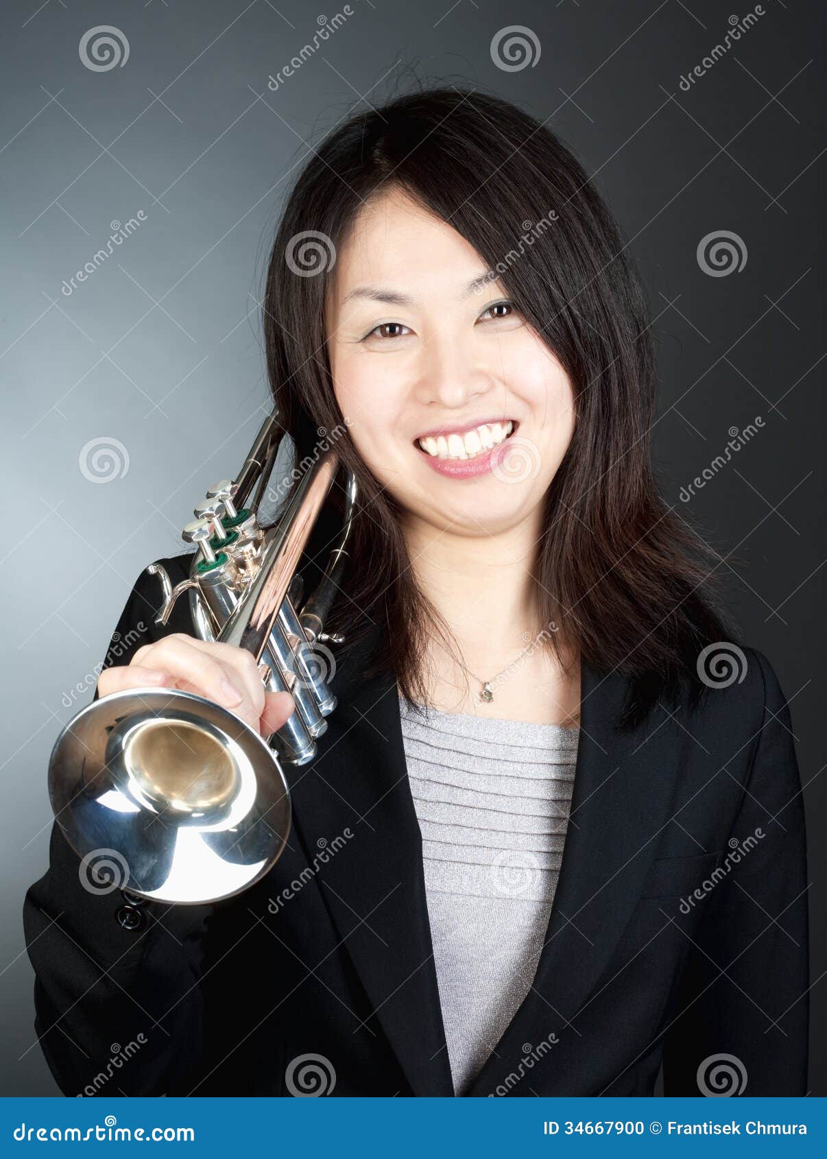 Portrait Of A Female Trumpet Player Stock Photo Image Brass.