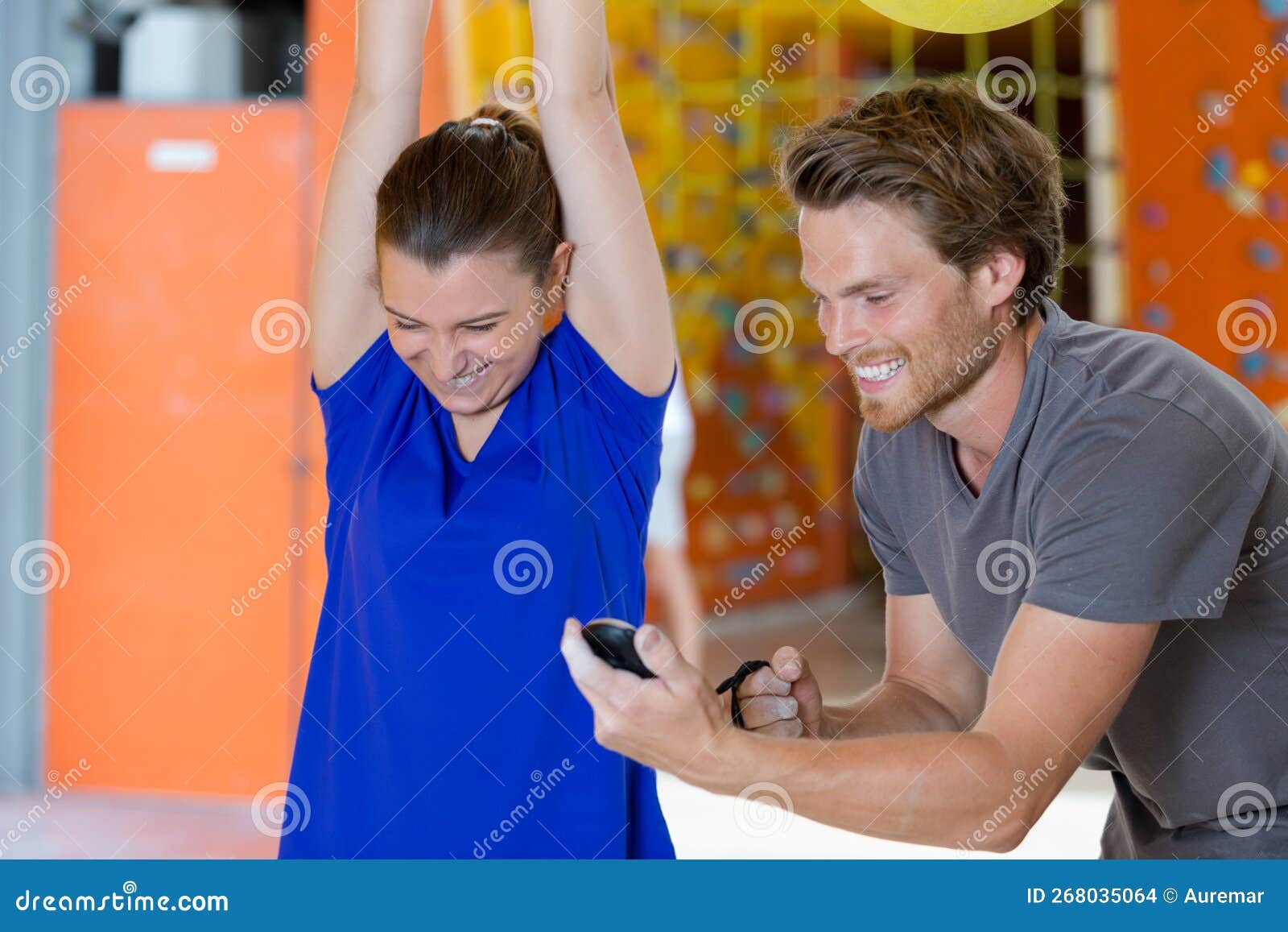 Portrait Female Wall Climber Stock Photo Image of measure, physical