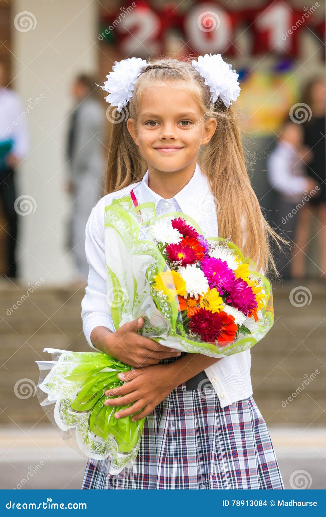 Portrait First Grader Girls School Stock Photo - Image of background