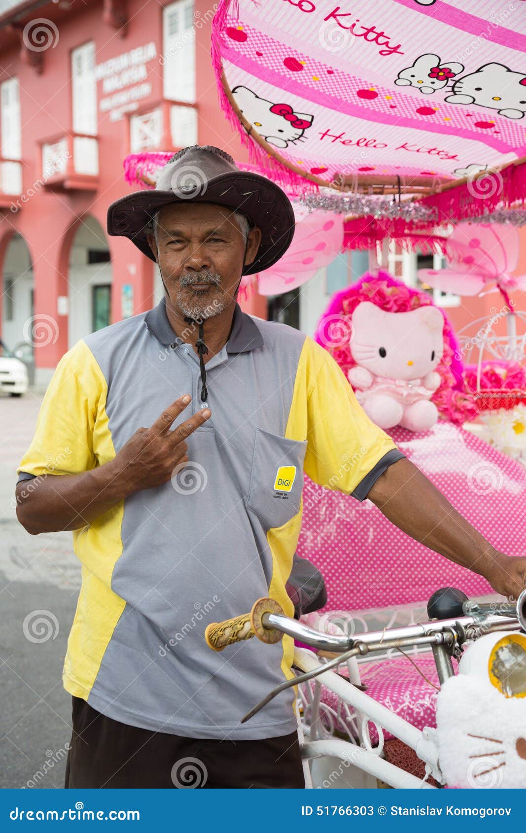 Portrait Of An Flamboyant Rickshaw Man Malacca Stock Photo Megapixl