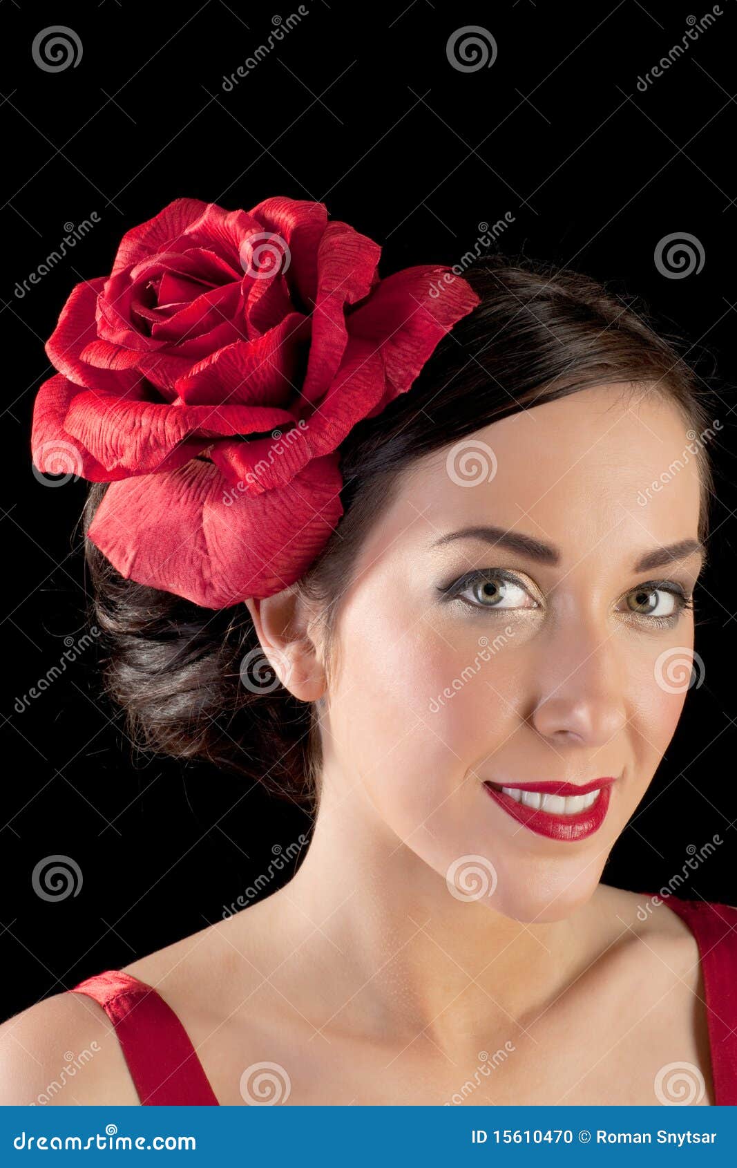 Portrait Of A Flamenco Dancer In Red Stock Photo - Image 