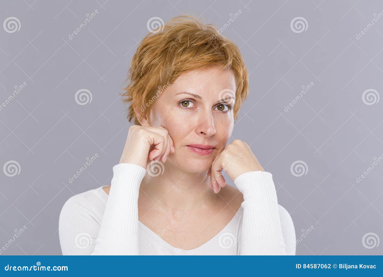 Portrait of Forty Years Woman Stock Photo Image of smile, hair 84587062