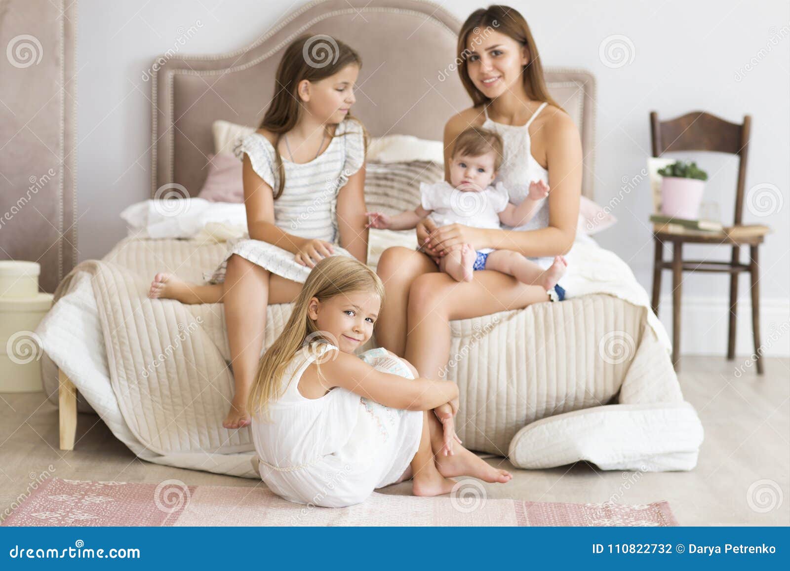 Portrait Of The Four Sisters Love And Happiness Concept Stock