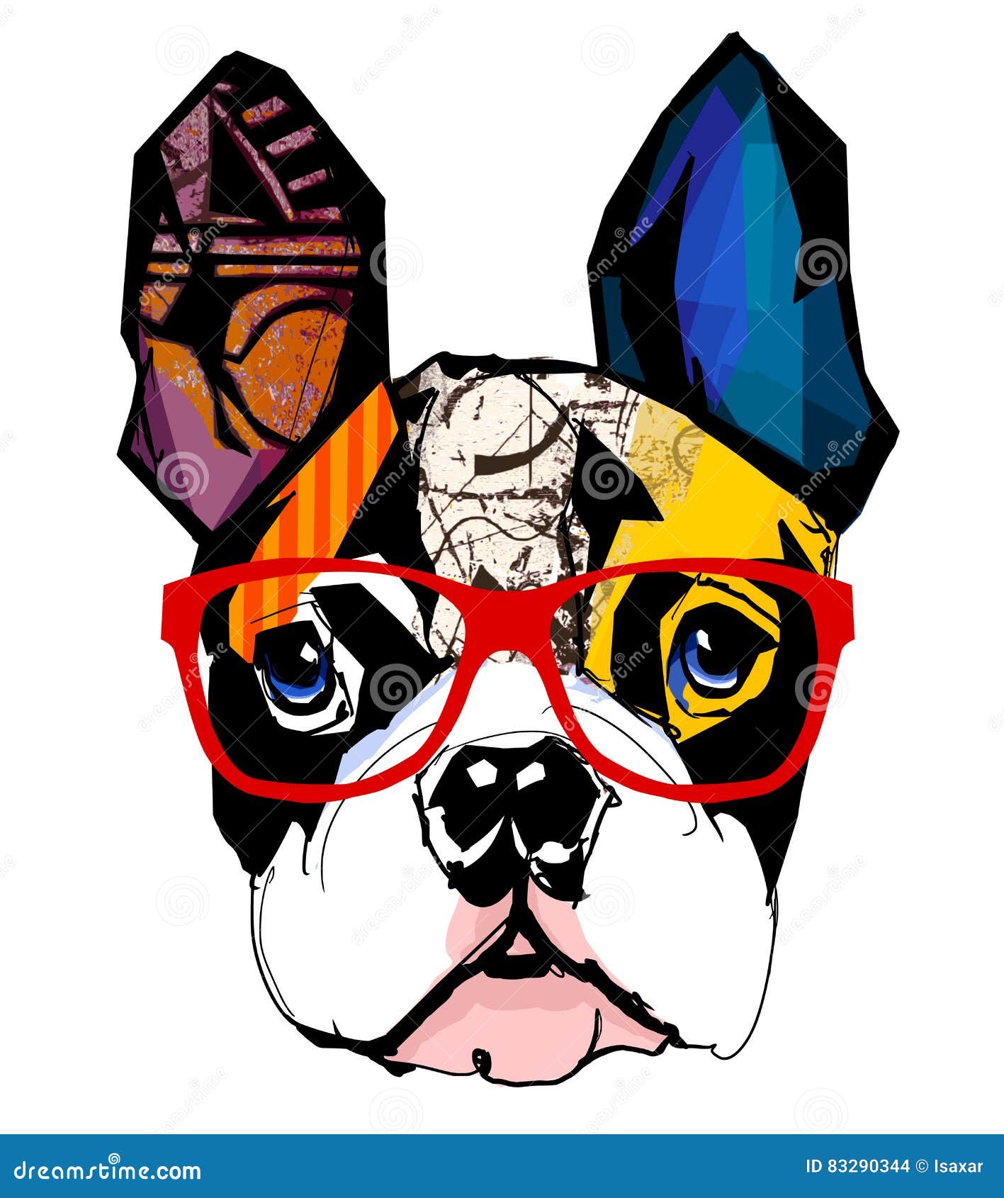 portrait of french bulldog wearing sunglasses