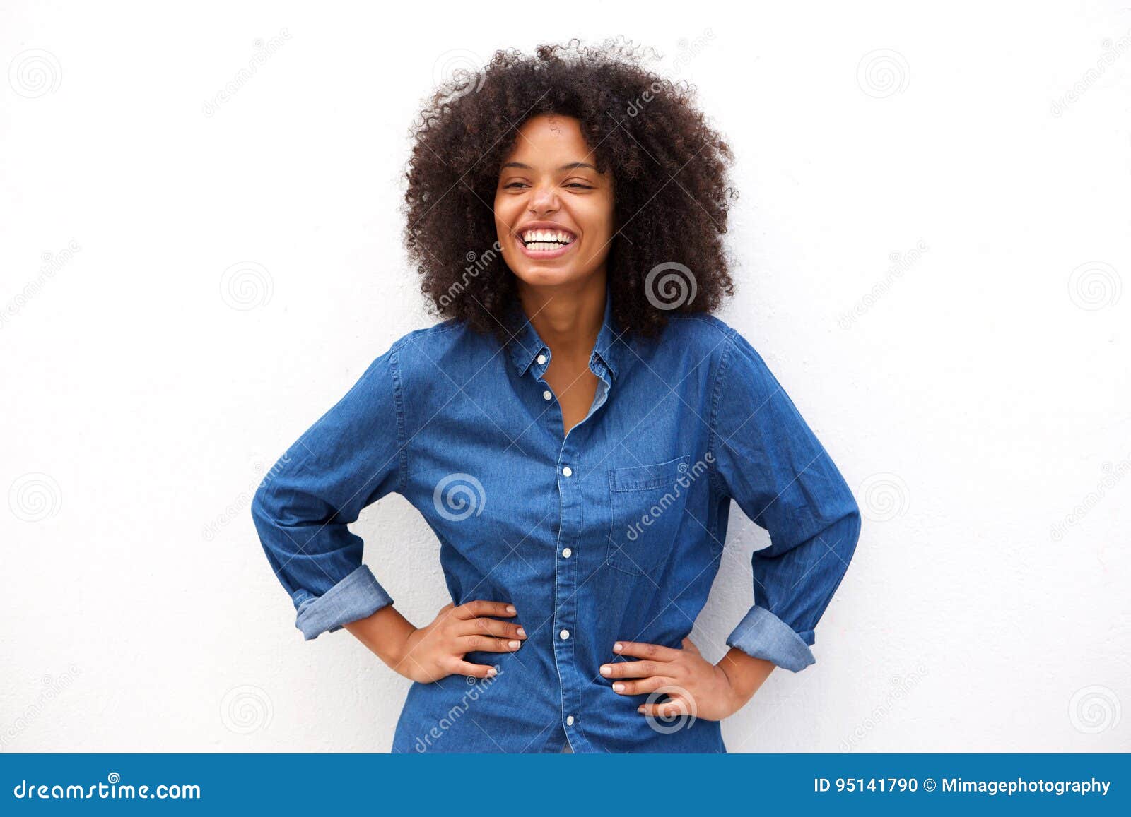 friendly woman smiling on  white background