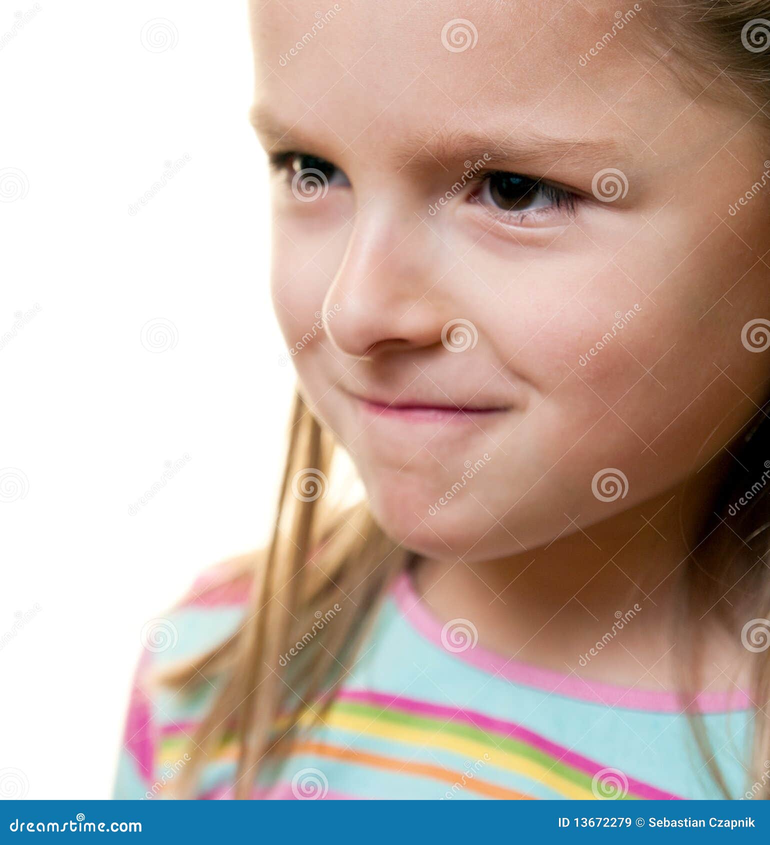 Portrait of frowning girl stock image. Image of mouth 13672279