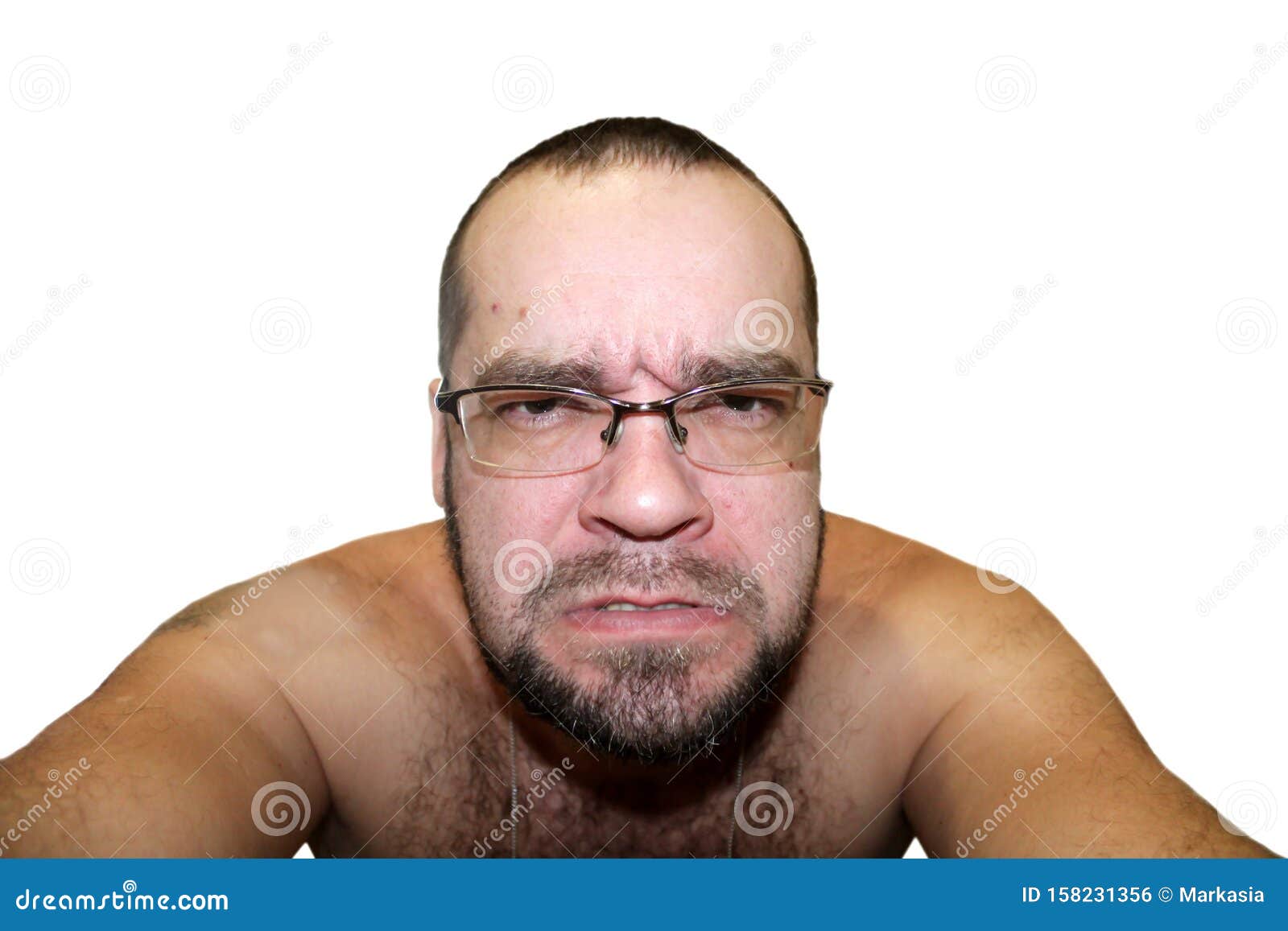 Portrait of Funny Angry Man Isolated on White Stock Photo - Image of  outraged, nervous: 158231356
