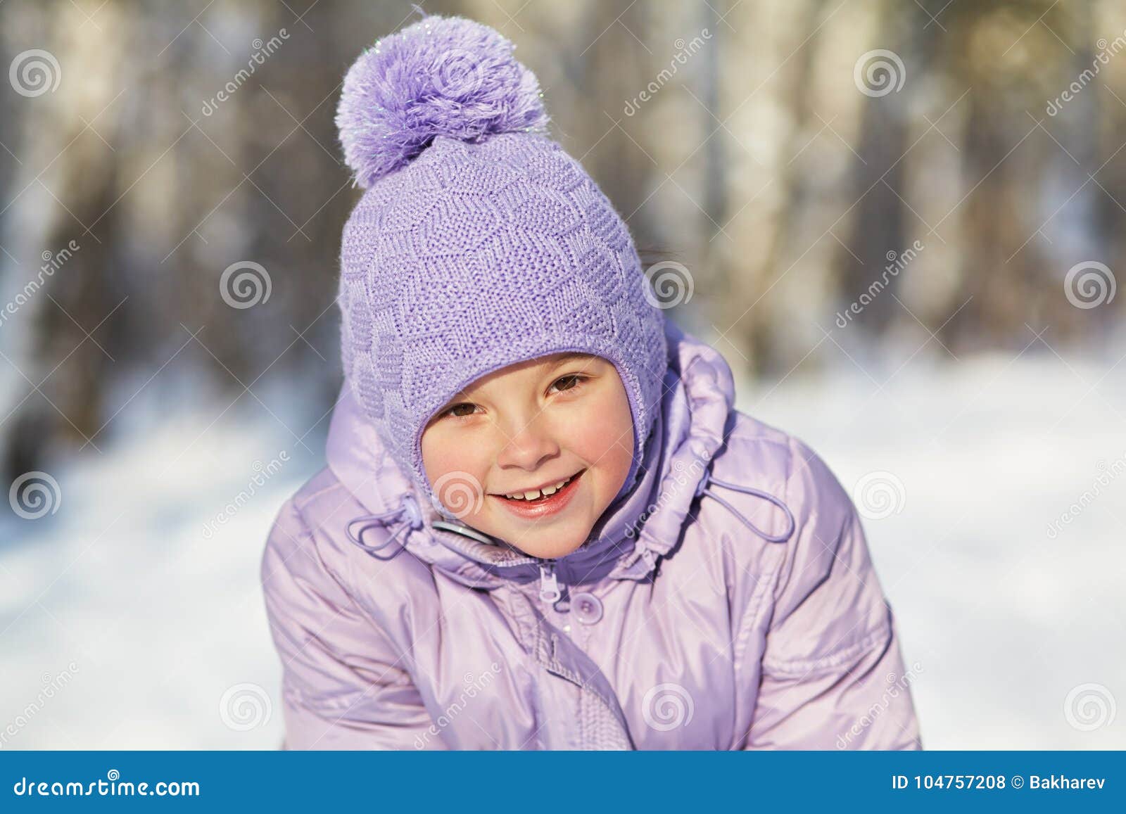 Funny Little Girl in the Winter Stock Photo - Image of weather ...