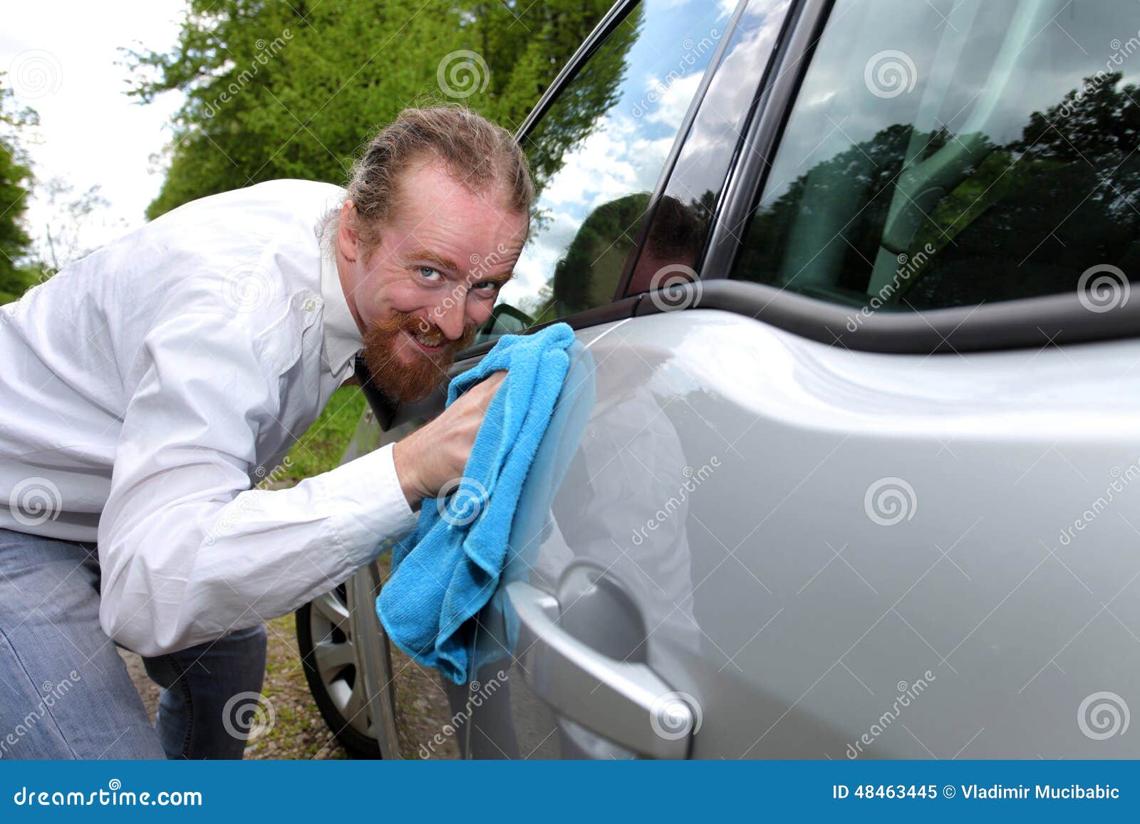 Portrait of Funny Man Washing Car Stock Image Image of cleaner, adult