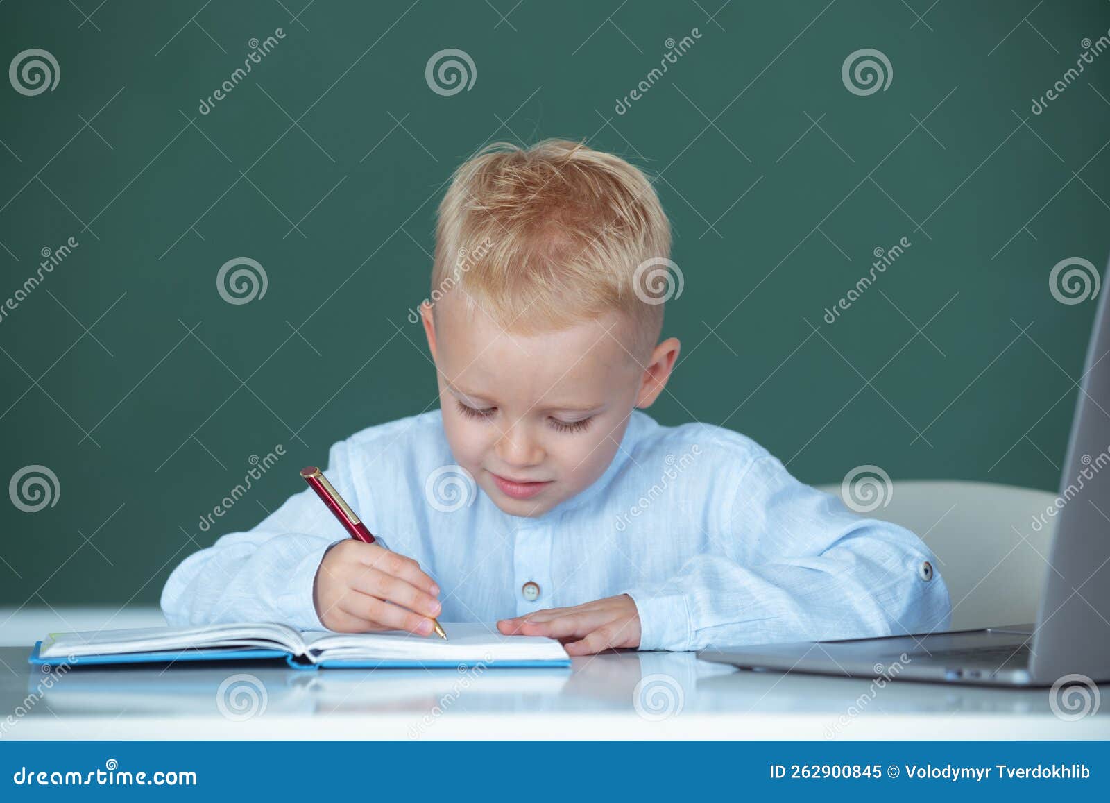 Portrait of Funny Pupil of Primary School Study in Classroom at ...