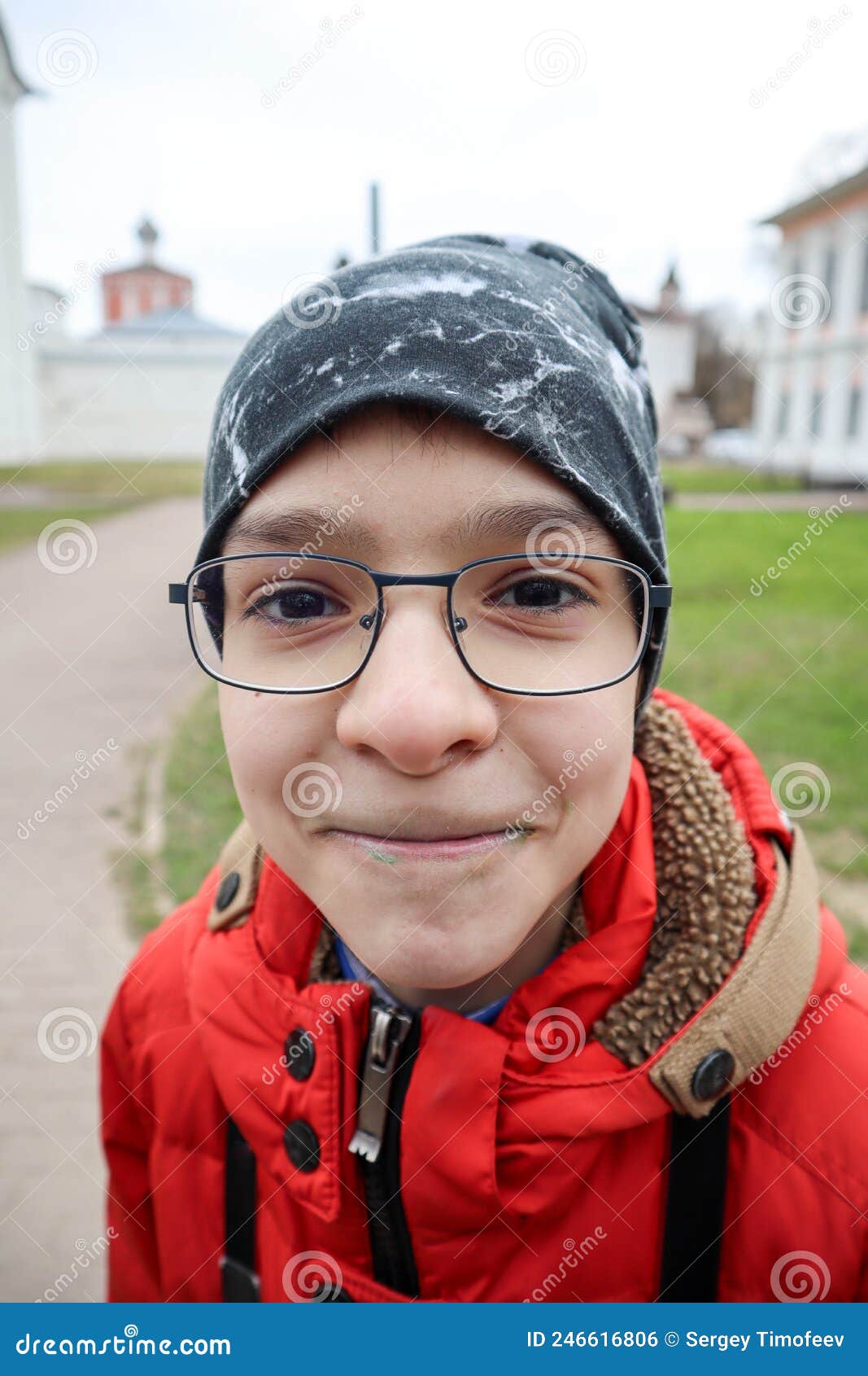 Portrait of a Funny Young Boy with Glasses Stock Photo Image of