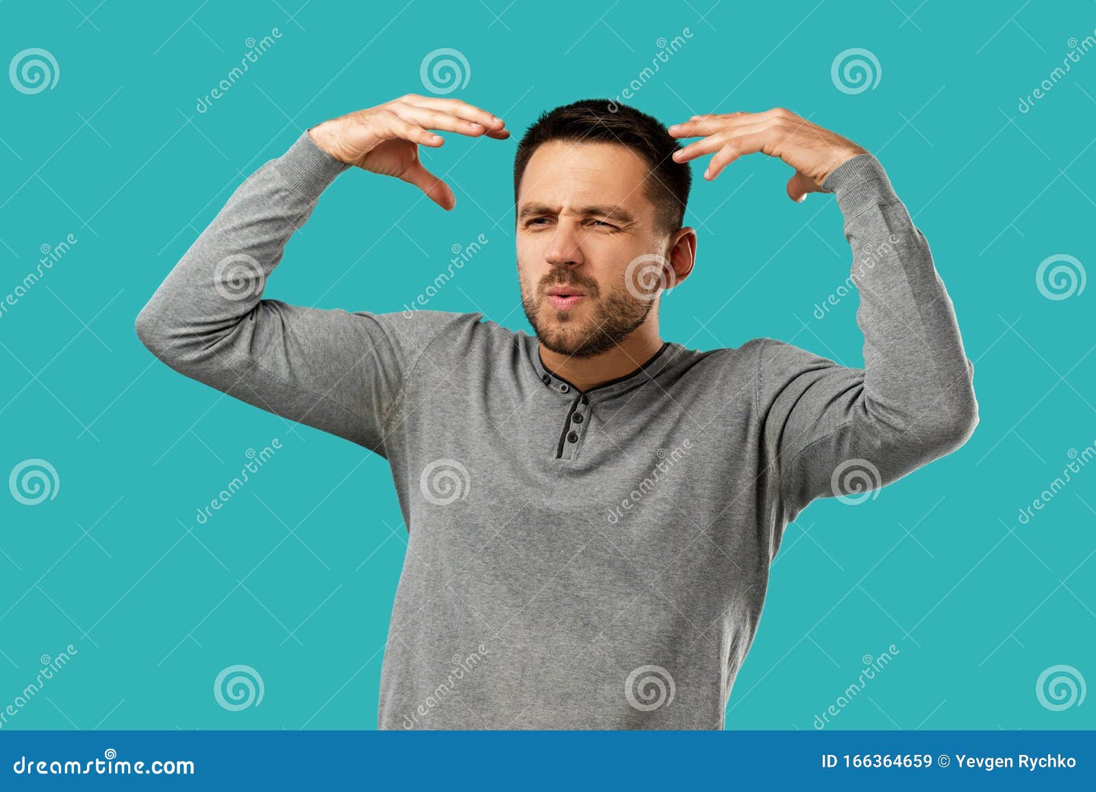 Portrait of Furious Enraged Bearded Man Shouting and Screaming Stock