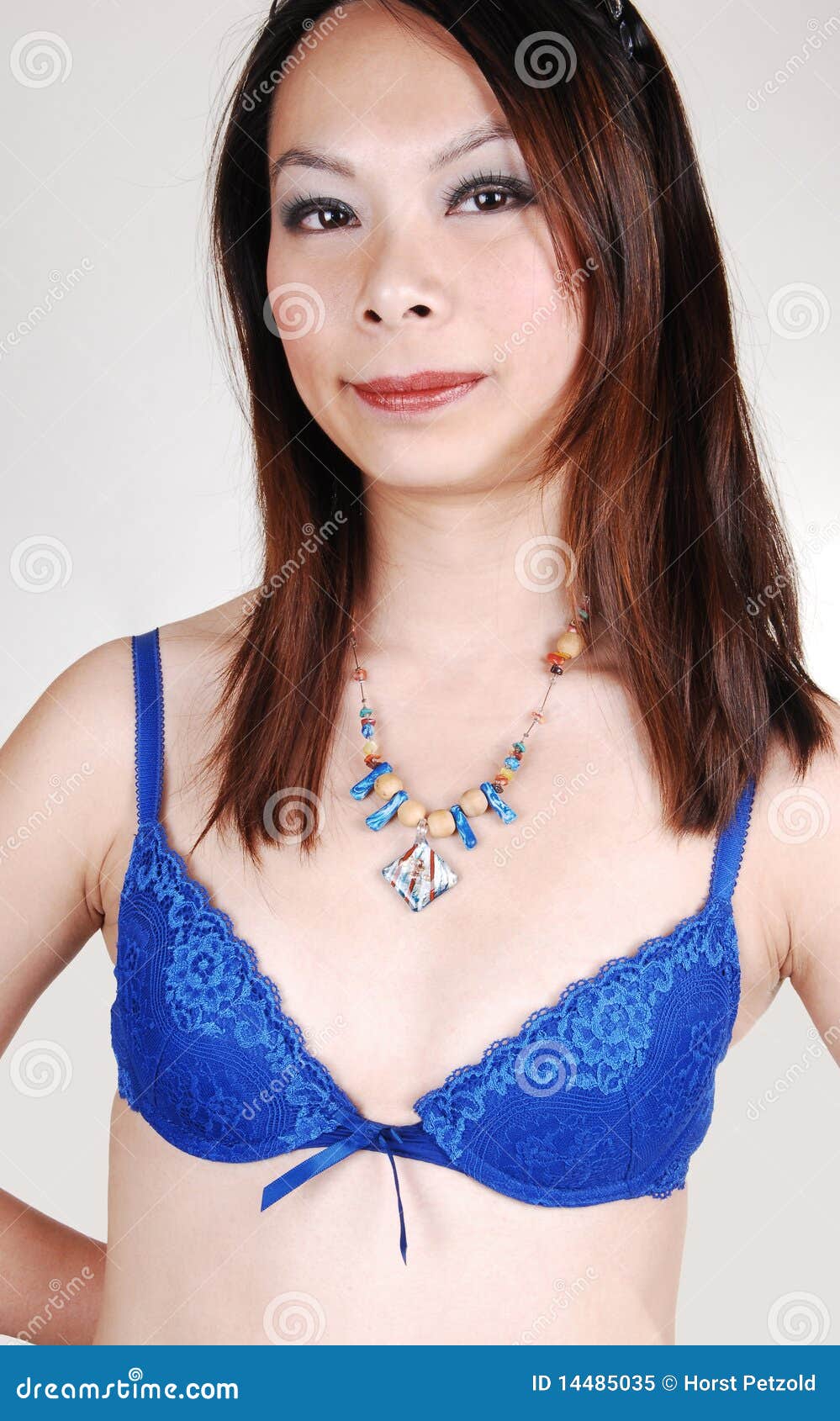 Portrait Of Girl In Blue Bra Stock I