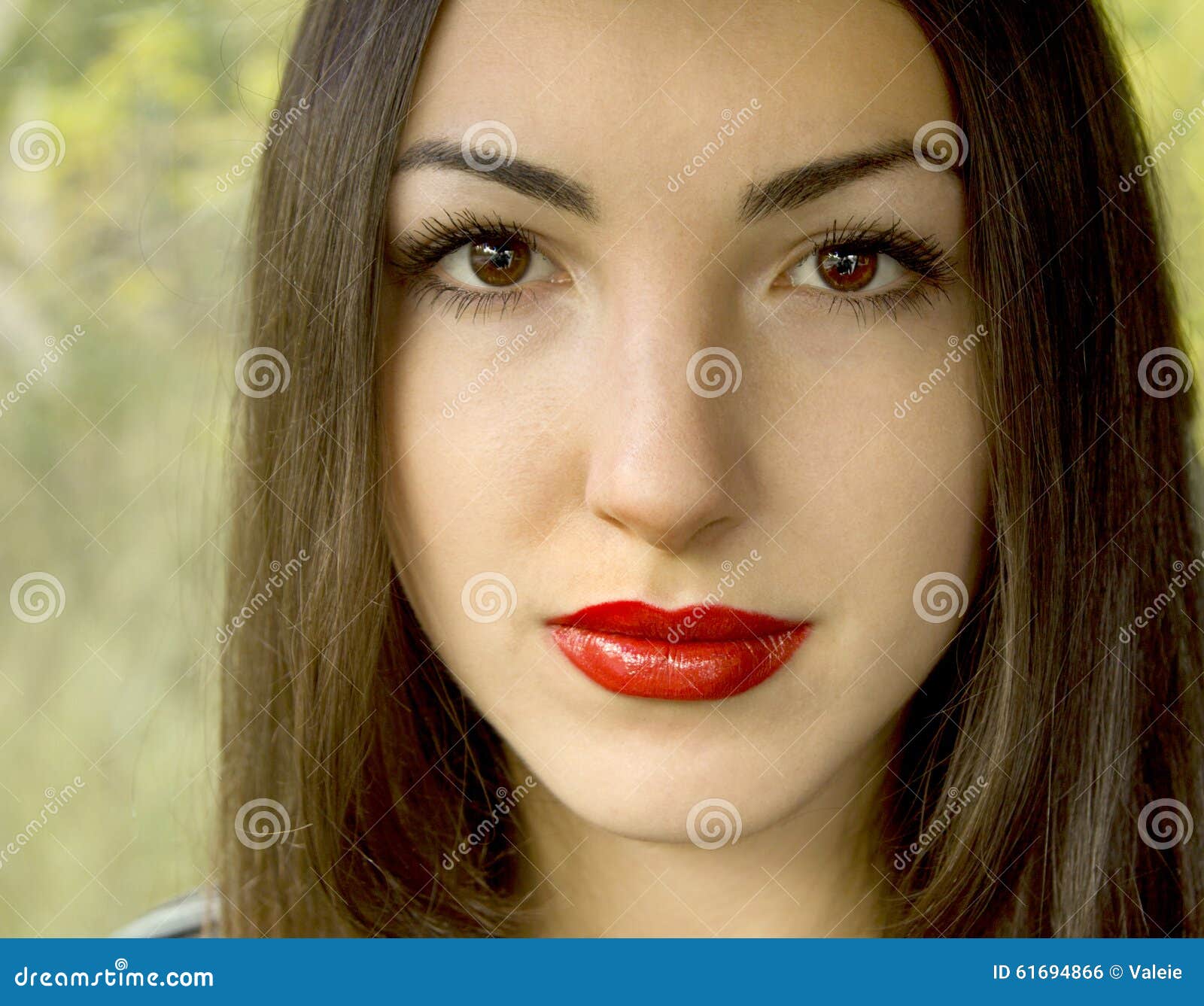 Portrait Of A Girl With Dark Hair With The Brown Eyed And
