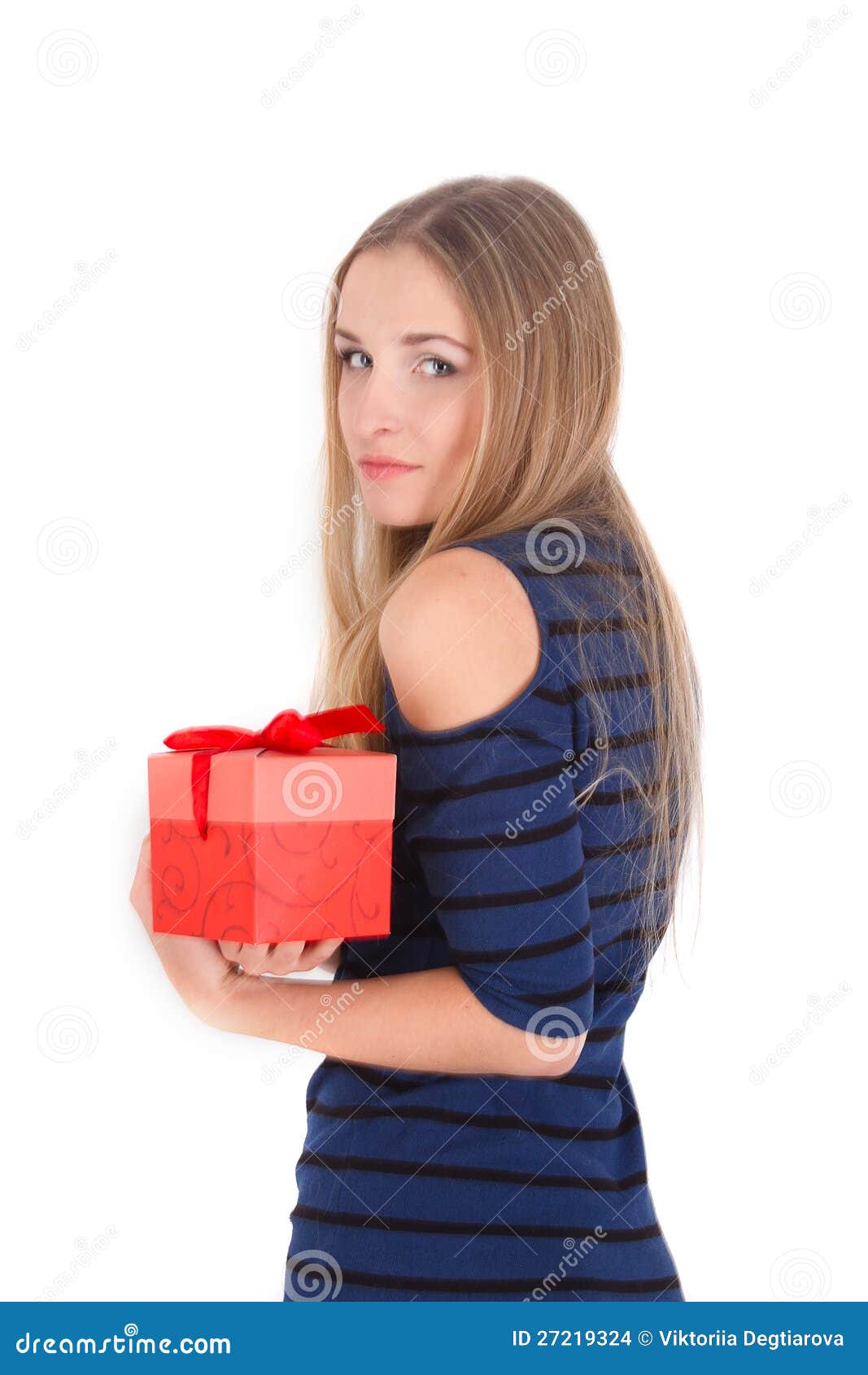 Portrait of Girl Giving and Getting Gift Concept Stock Photo Image of
