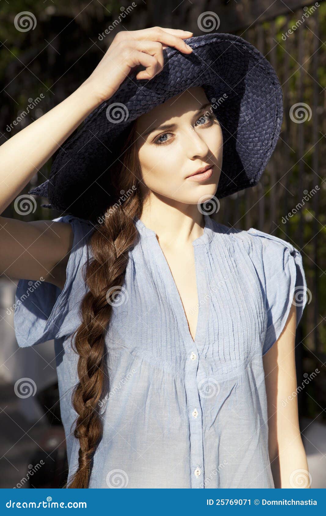 Portrait of Girl in the Hat Stock Image Image of nature