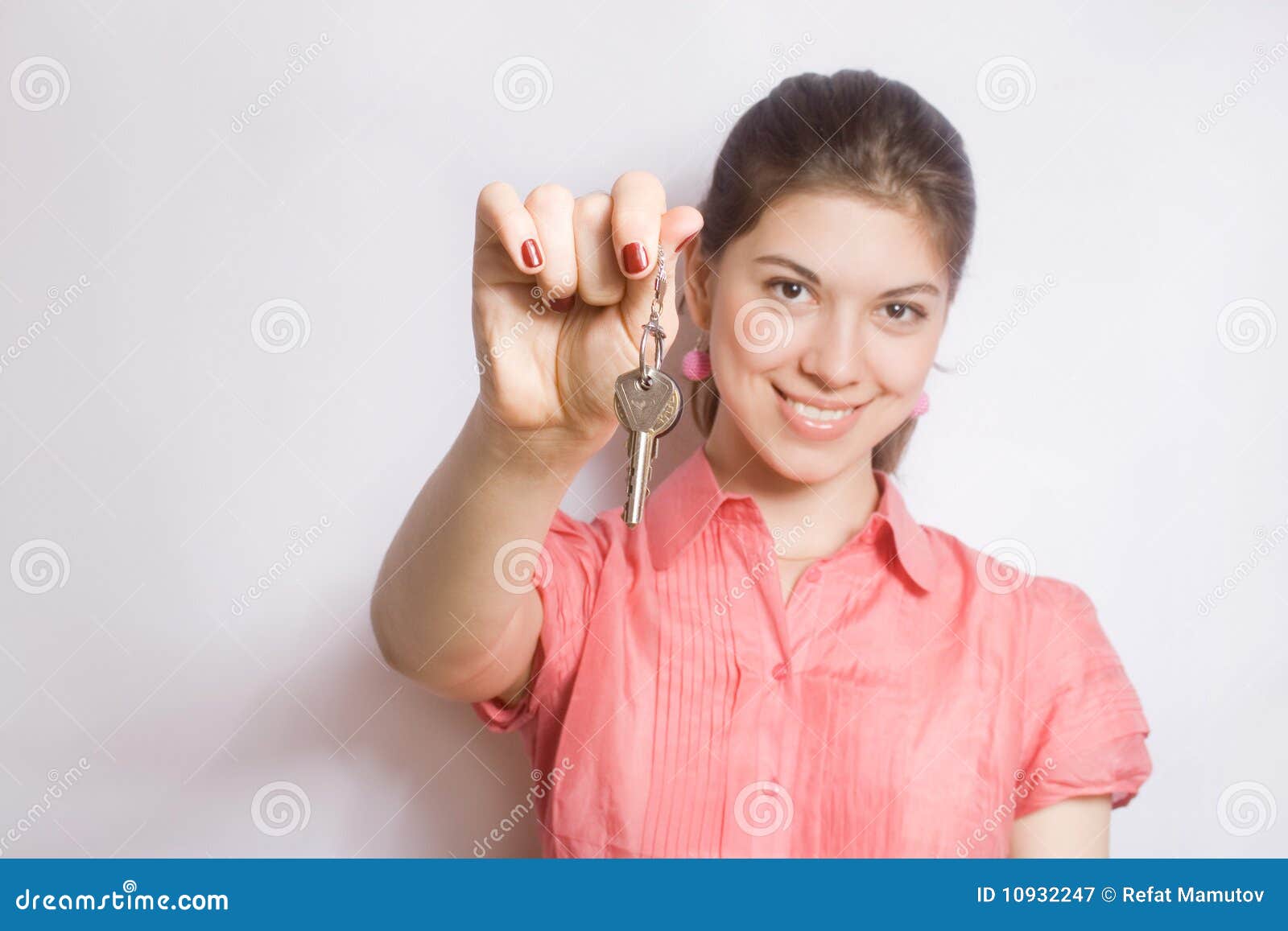 Portrait Of The Girl With Keys In Hands. Stock Image - Image of ...