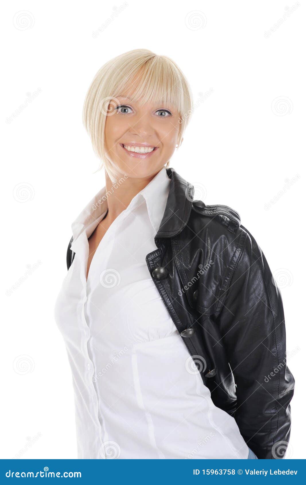 Portrait of the Girl in a Leather Jacket Stock Photo Image of fashion