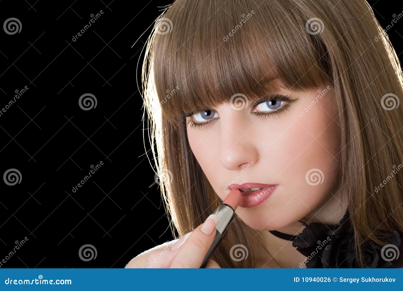 Portrait of the Girl with Lipstick Stock Photo Image of alluring, backlight 10940026