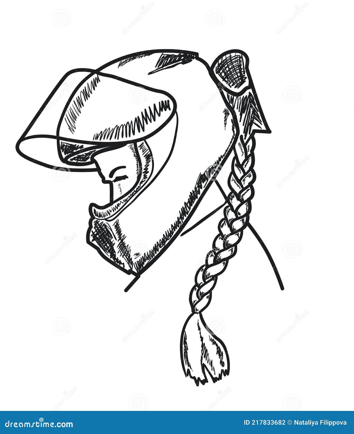 Portrait of a Girl in a Motorcycle Helmet Stock Vector Illustration