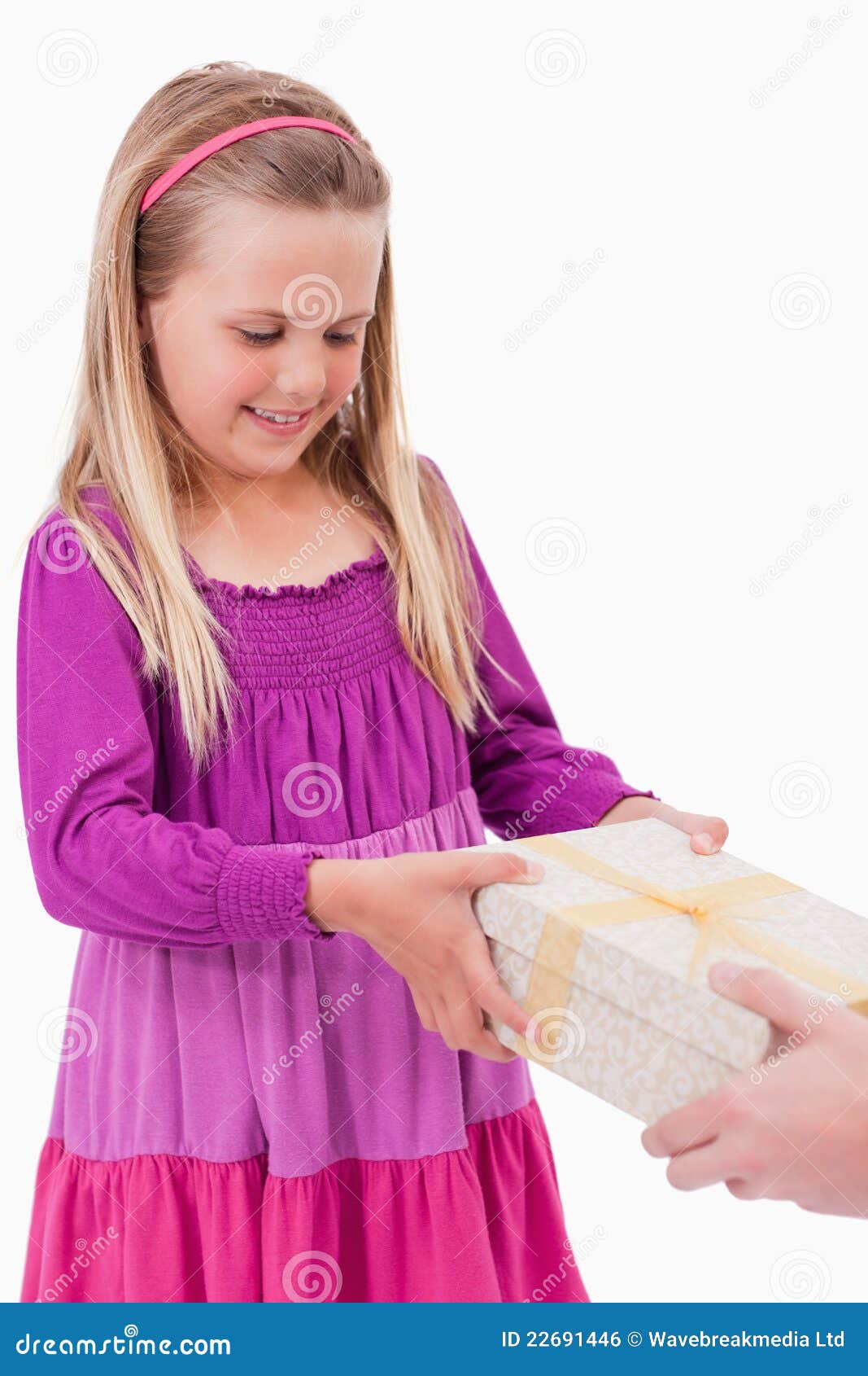 Portrait of a Girl Receiving a Present Stock Photo Image of