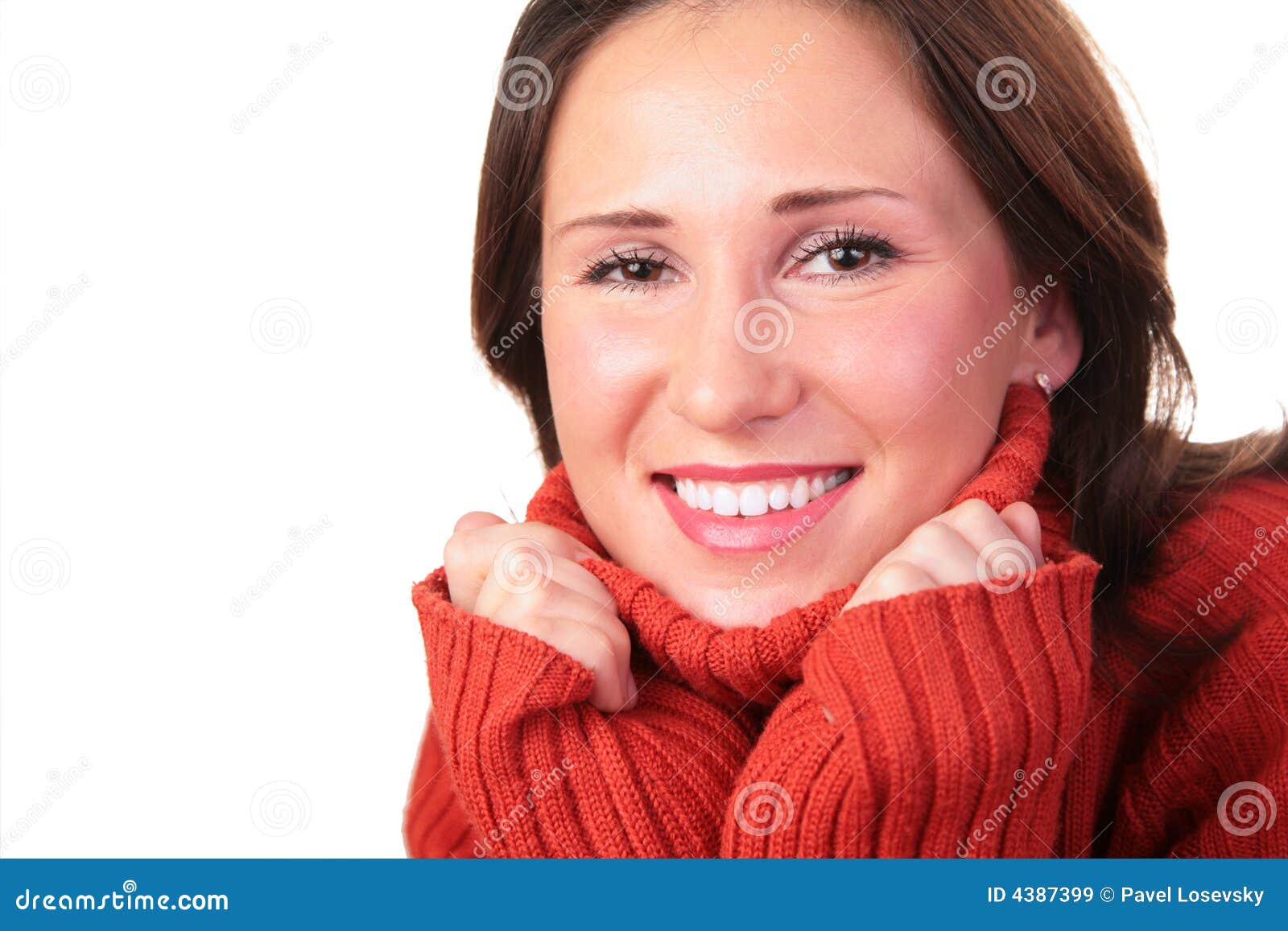 Portrait of Girl in Red Sweater 3 Stock Image Image of cheerful