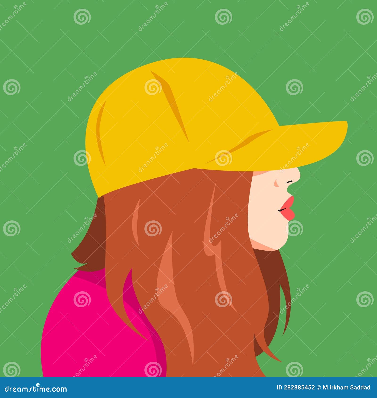 Avatar Icon Of Girl In A Baseball Cap Stock Vector, Royalty-Free