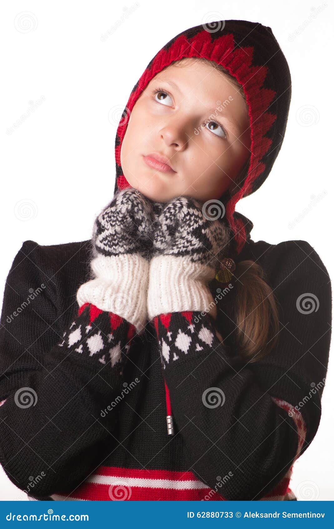 Portrait of the Girl in Winter Clothing of Emotion Stock Image - Image ...