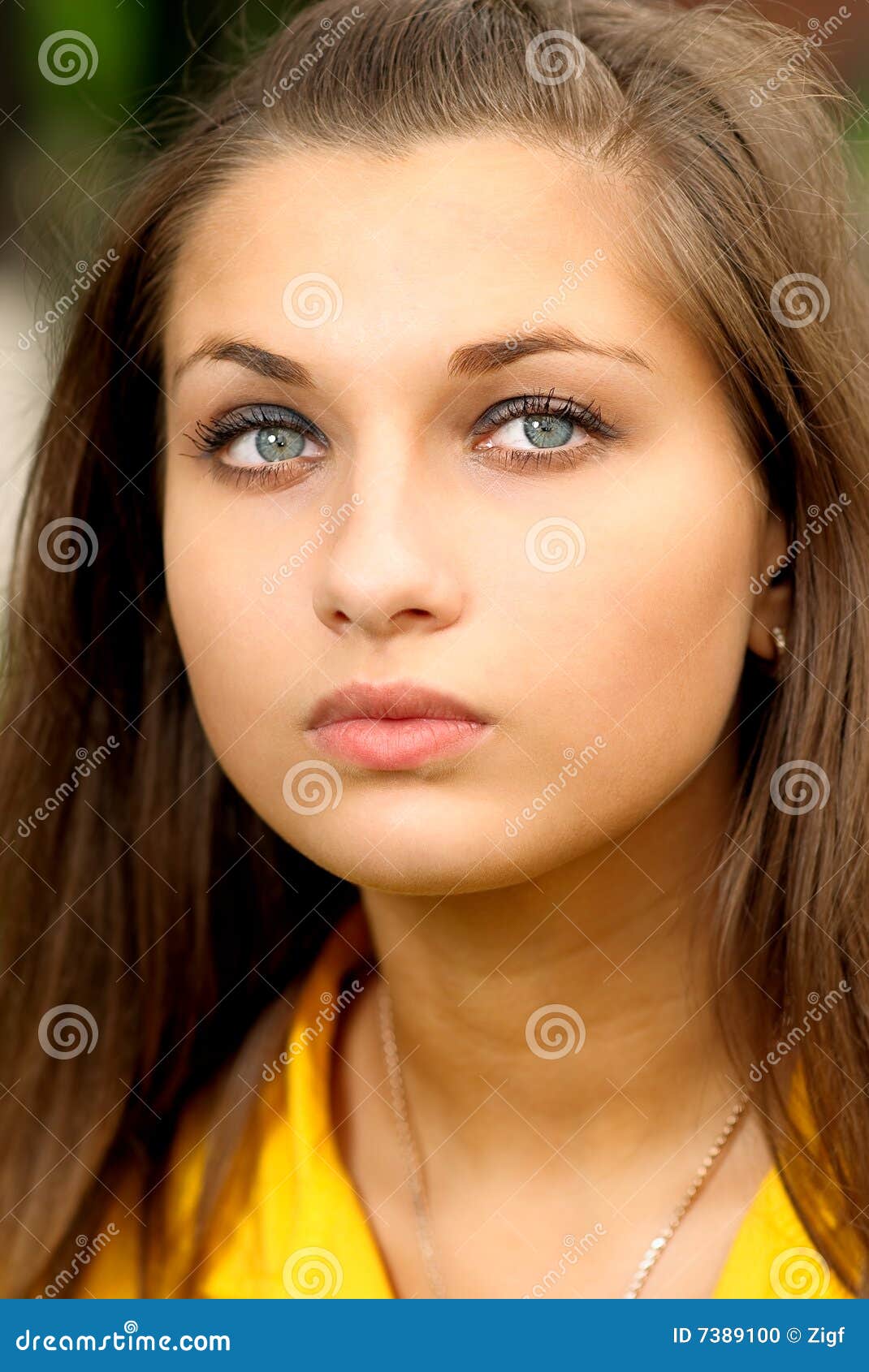 Portrait of girl in yellow stock photo. Image of cheerful 7389100