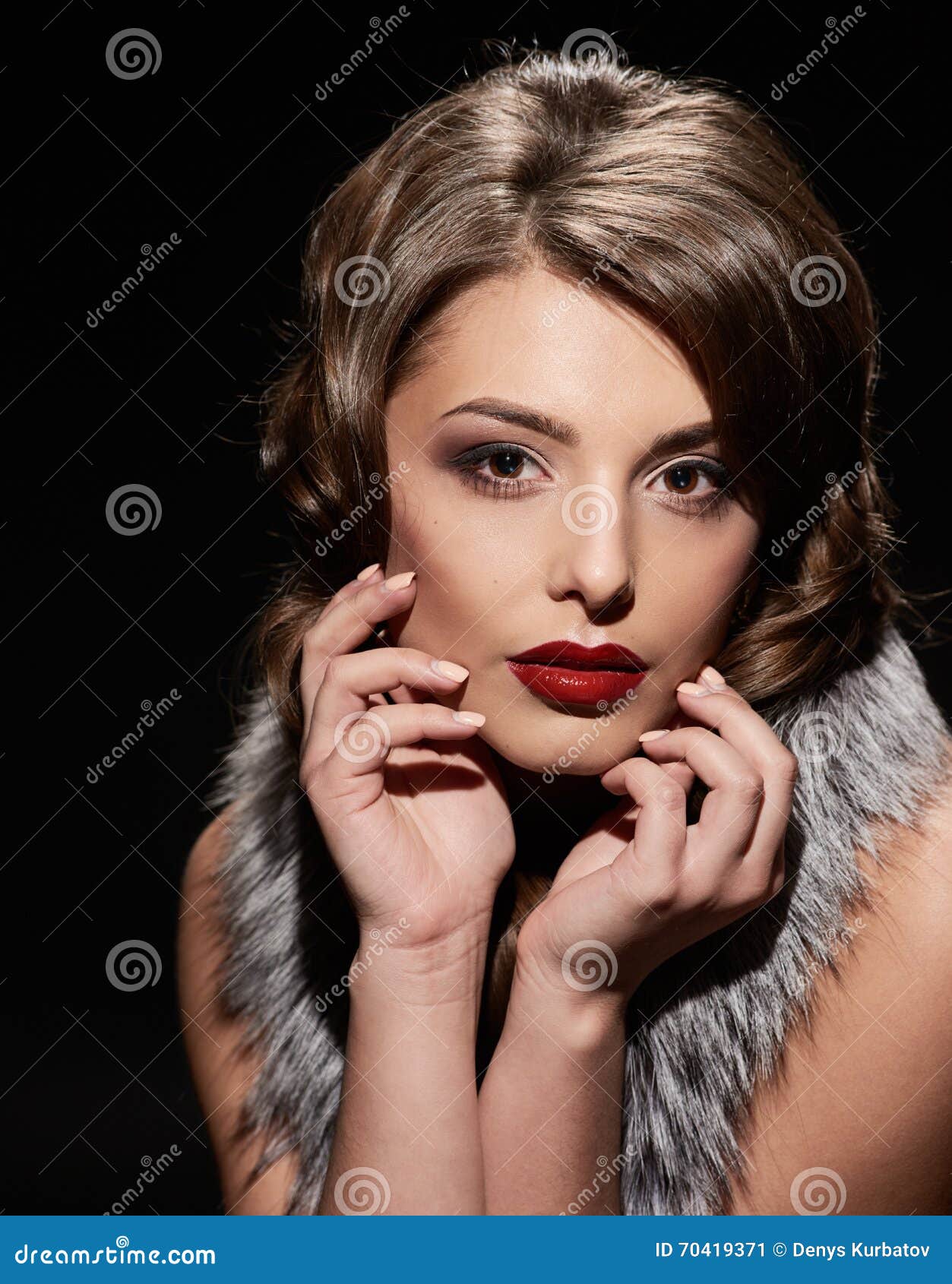 Portrait Glamorous Lady Posing Stock Image - Image of hairstyle, dress