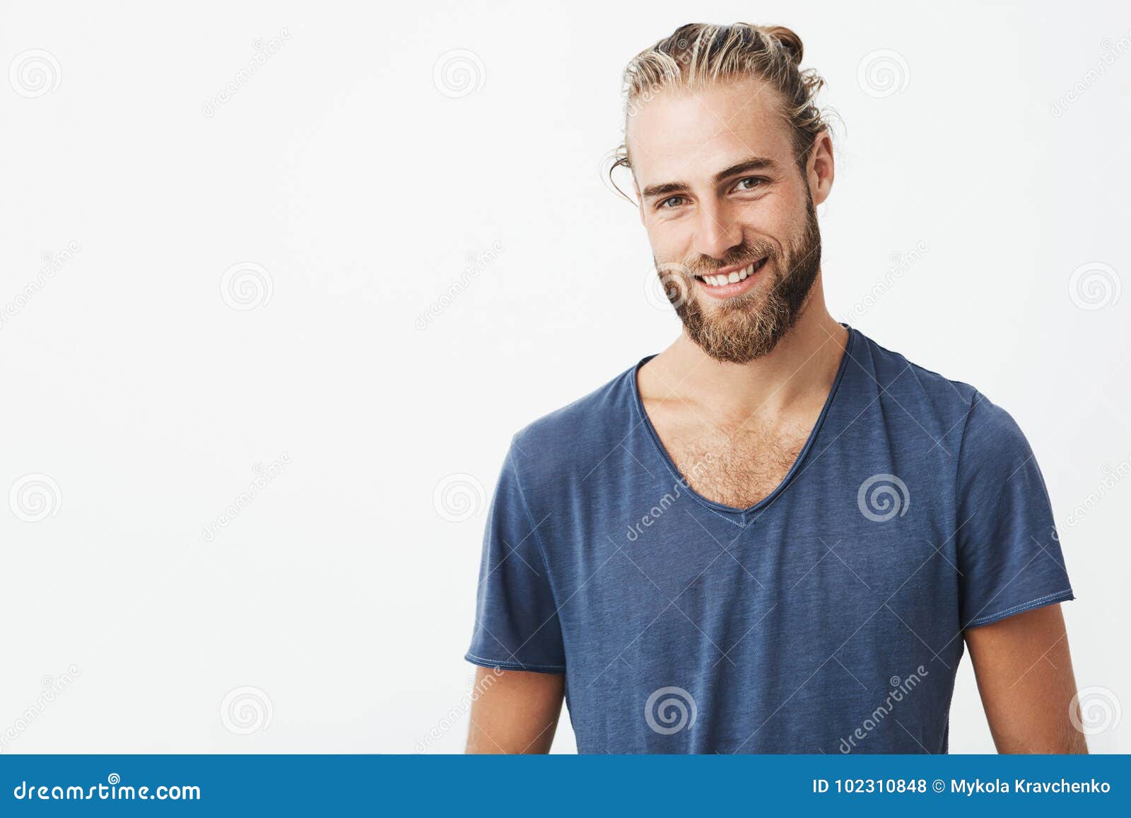 Portrait of Good-looking Nordic Unshaven Man with Fashionable Hairdo ...