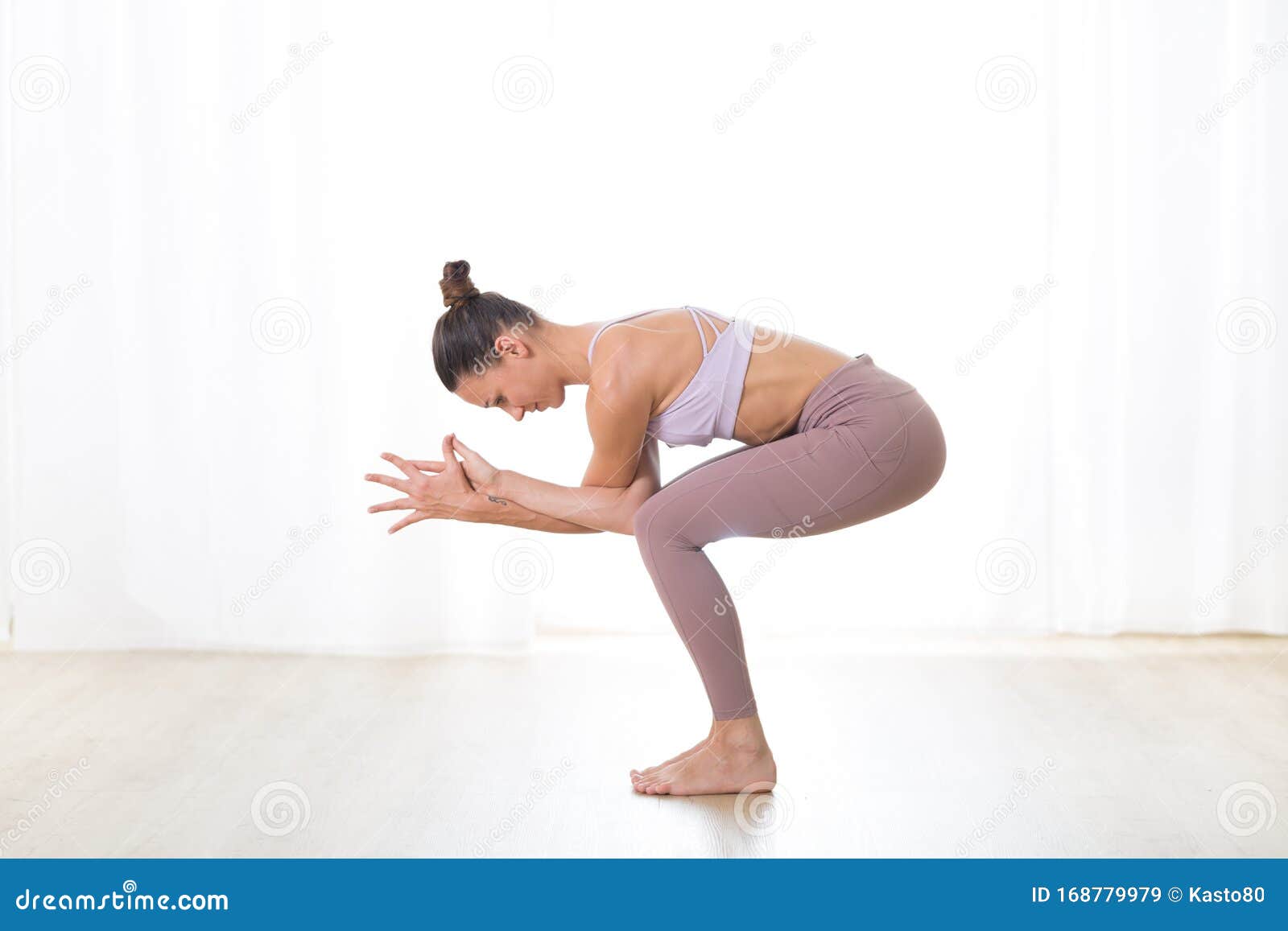 Portrait Of Gorgeous Active Sporty Young Woman Practicing Yoga In Studio Beautiful Girl Practice Garurasana Eagle Yoga Stock Image Image Of Healthy Relaxation 168779979