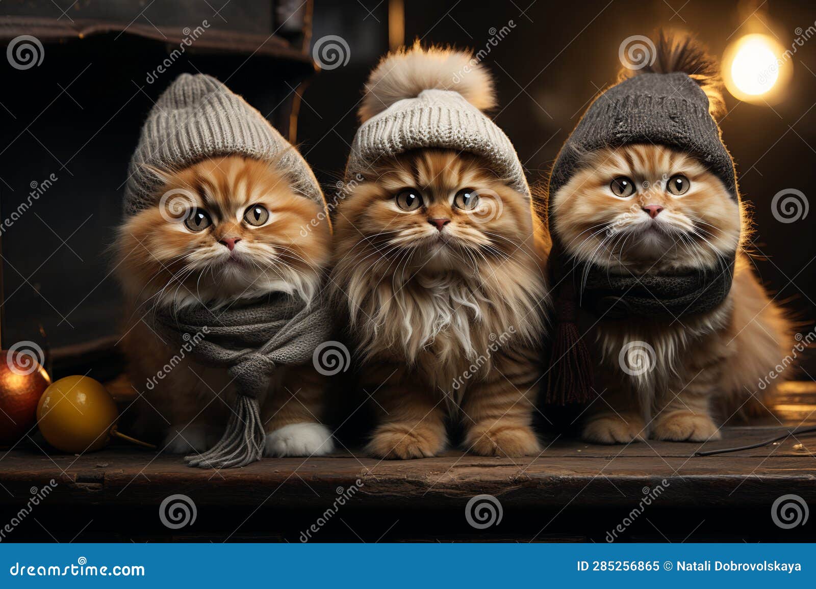 Portrait of Group of Fluffy Cats in Jackets with Hood Stock ...
